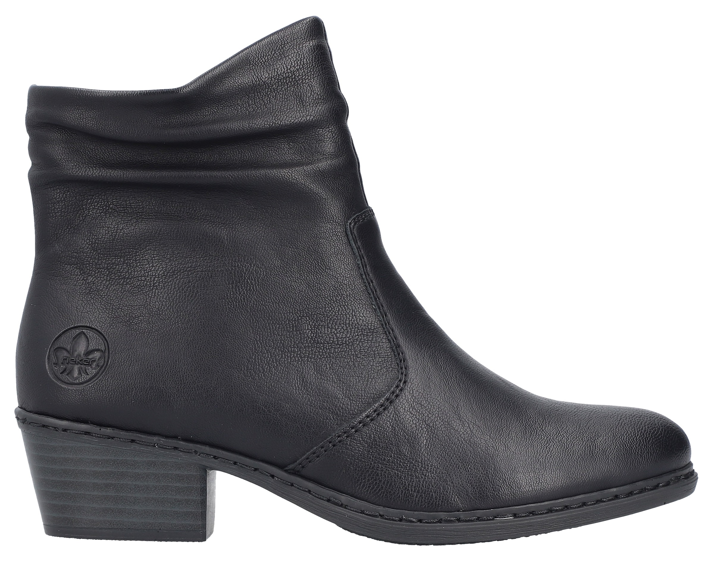 Rieker Cowboy Stiefelette, Westernstiefelette mit Blockabsatz und Innenreißverschluss