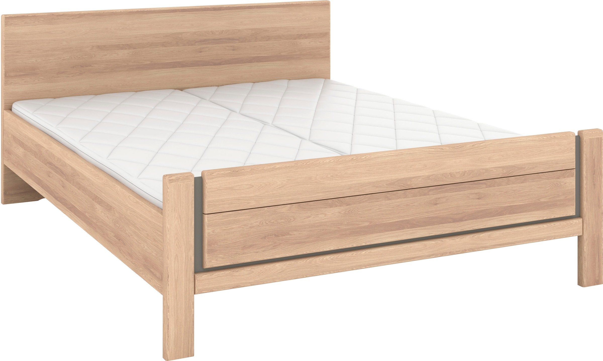 Musterring Holzbett »Sorrent, Bettgestell, Bettrahmen, teilmassiv Eiche«, (MADE IN GERMANY), Eiche teilmassiv, Liegehöhenverstellung, Stollenfußteil