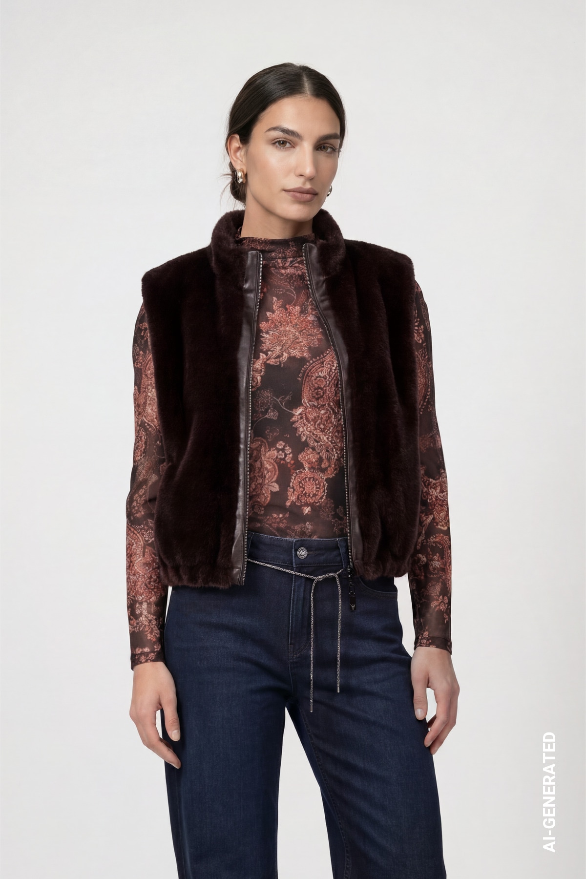 Monari "Weste fake fur" Regular fit mit Stehkragen