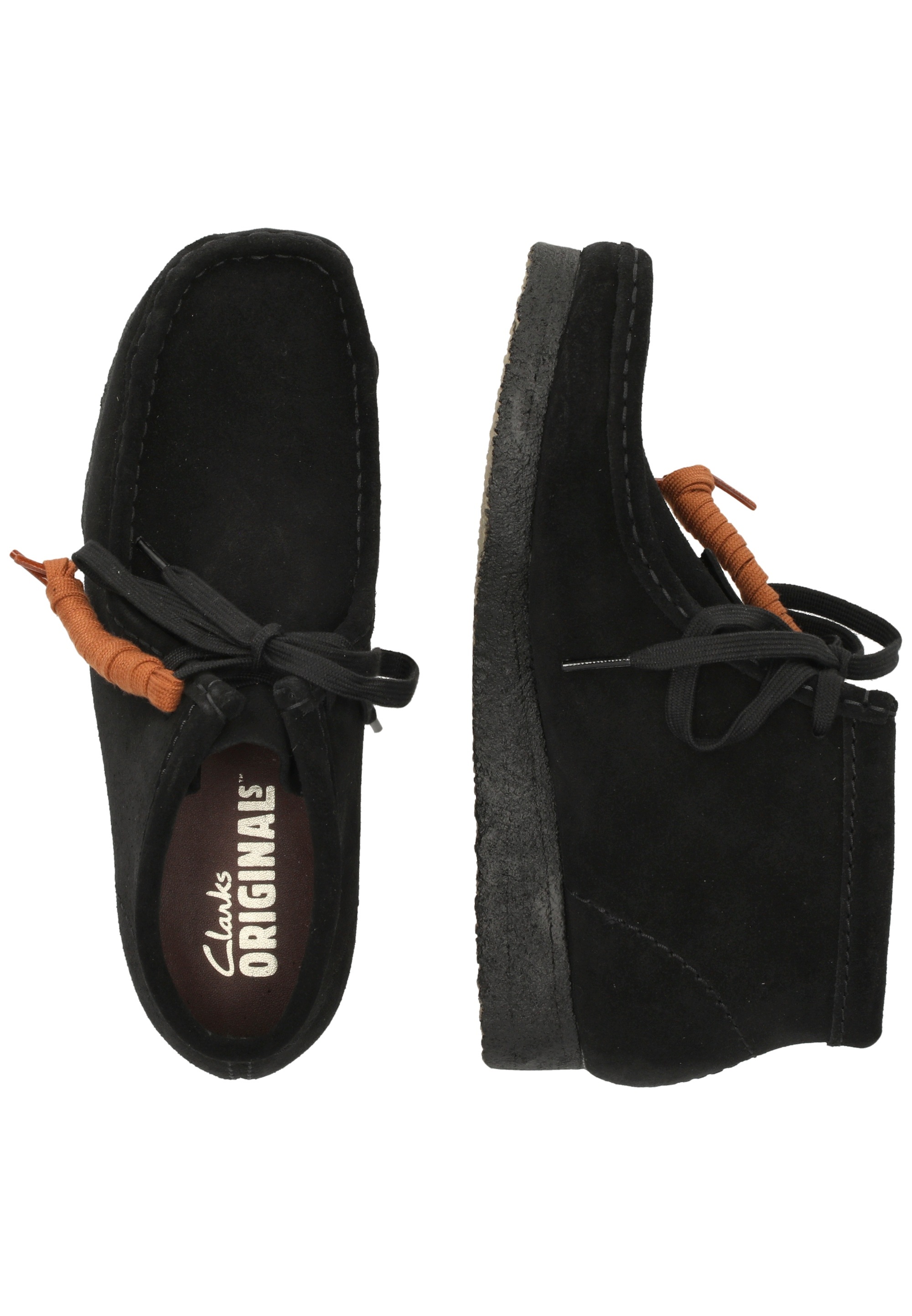 Clarks Schnürschuh »Wallabee Boot. Black Sde«  mit ikonischer Sohle