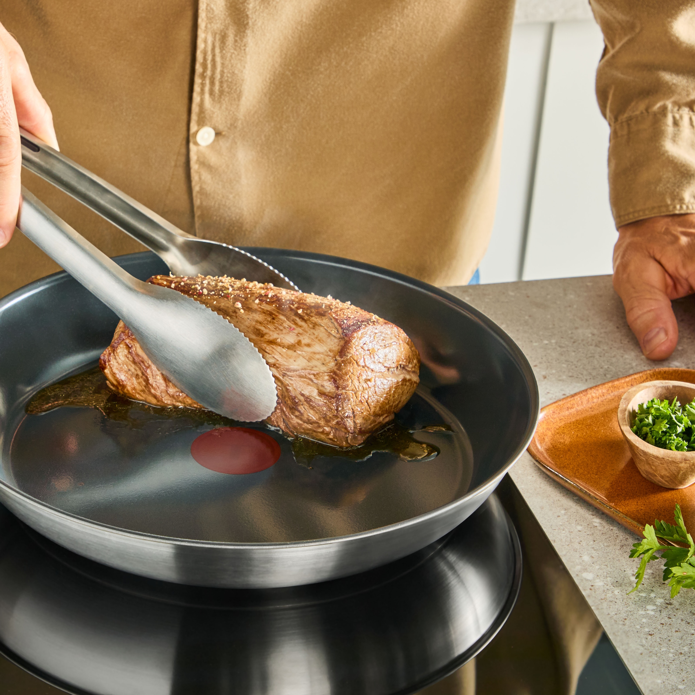 Tefal Pfannen-Set »Emotion+« Edelstahl Set, je 1 Pfanne 24/28 cm, 2 tlg. Premium Edelstahl, Induktion, spülmaschinenfest, hochglanzpoliert