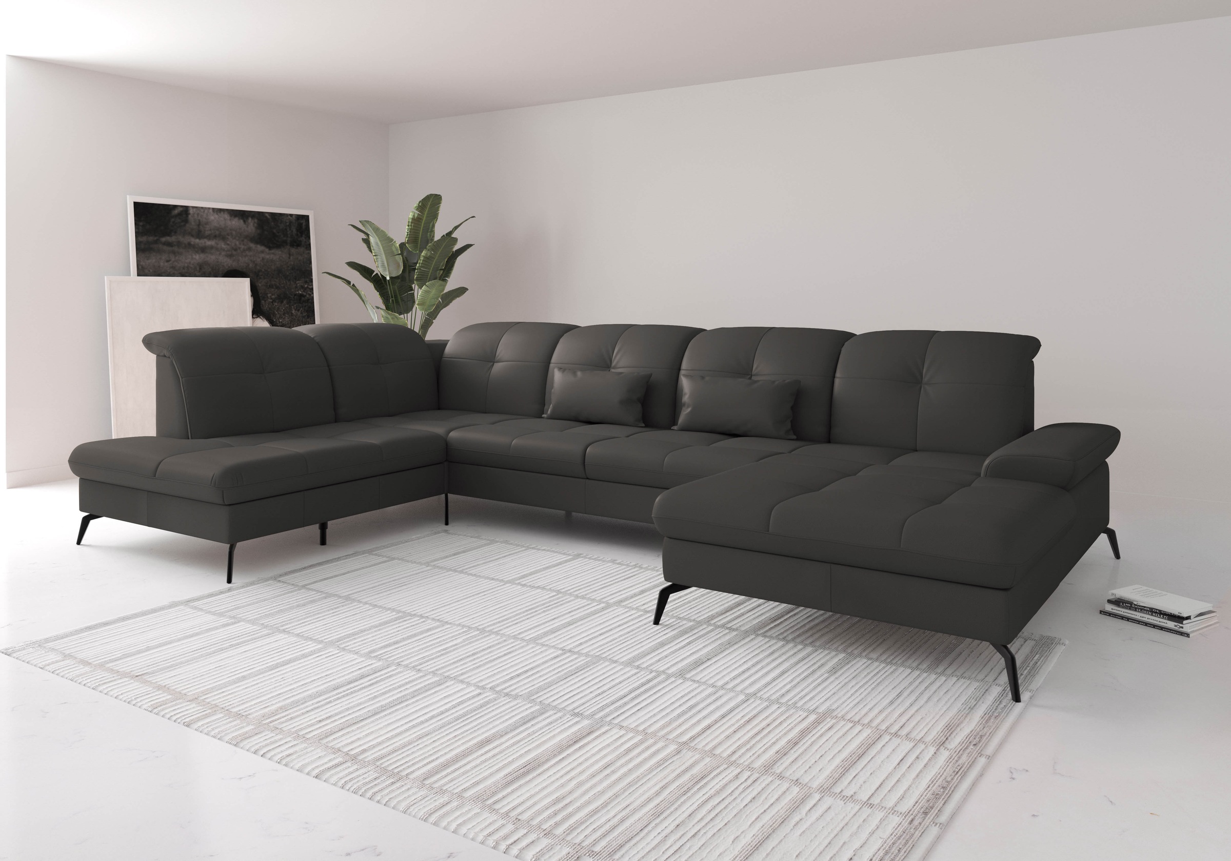 sit&more Wohnlandschaft "Amica, U-Form, inkl. Sitztiefenverstellung und Armteilverstellung" wahlweise mit Kopfteilverstellung, Schlaffunktion und Bettkasten