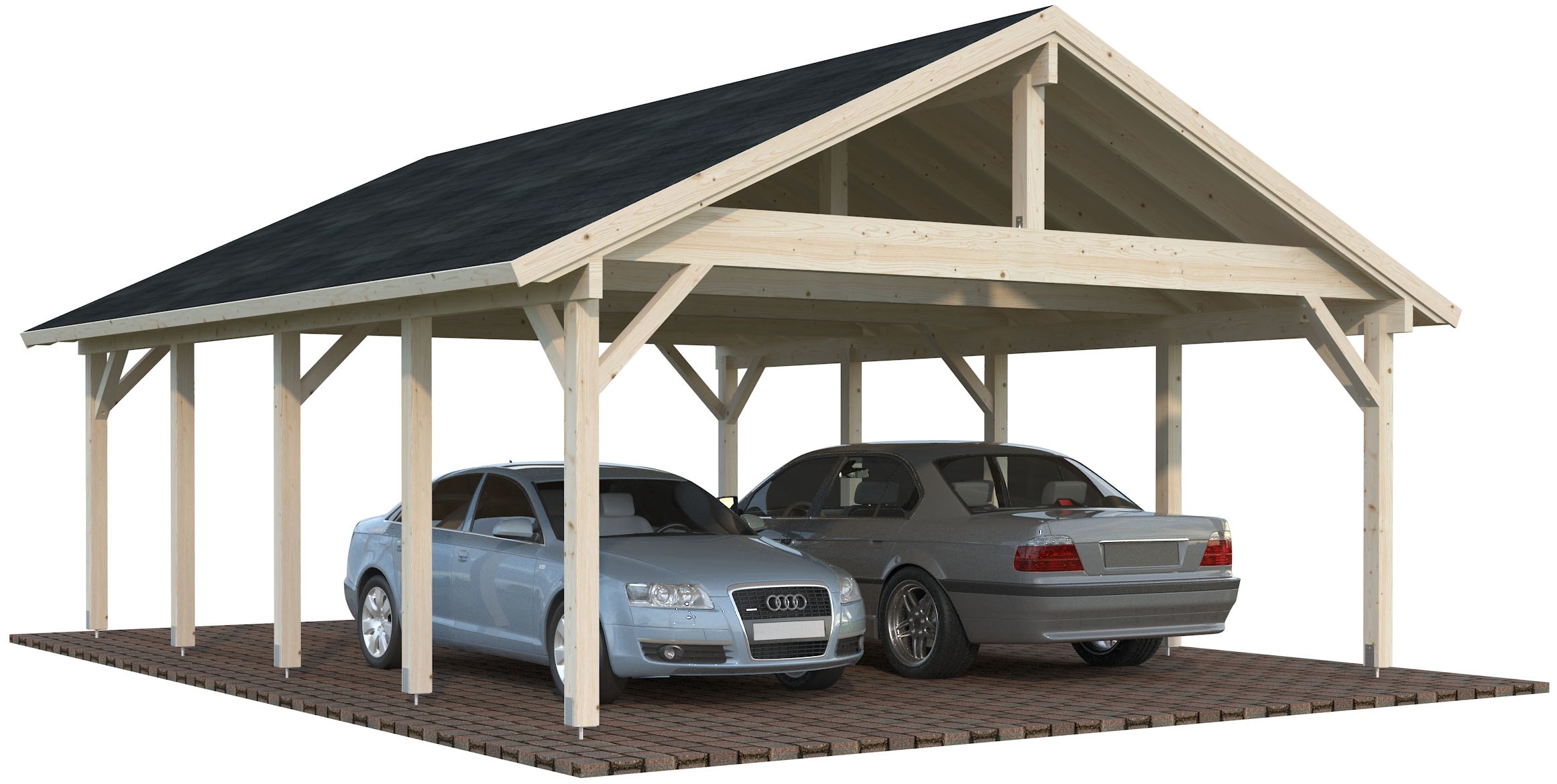Palmako Doppelcarport »Robert« Massivholz 531 cm transparent