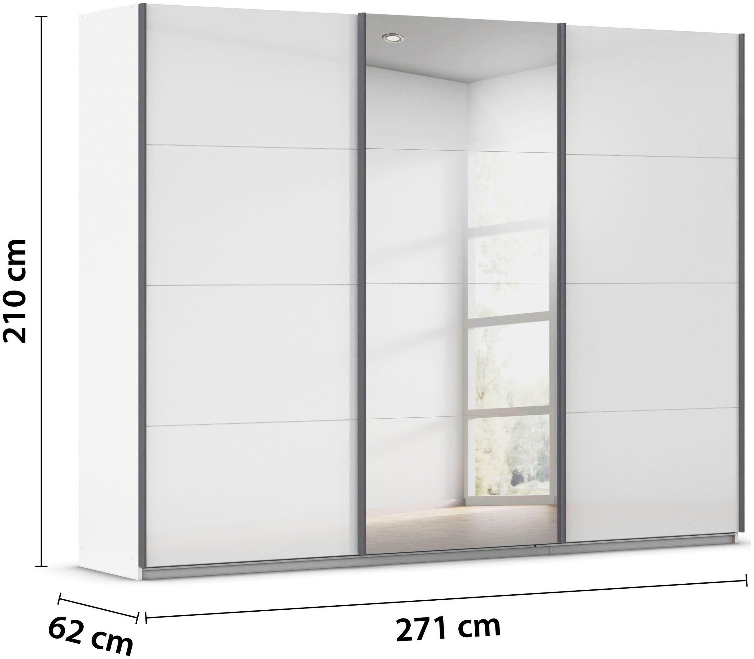 rauch Schwebetürenschrank »Kleiderschrank Schrank Garderobe AGORDO«, (in zwei Griff-Farben), Top Innenausstattung, in 4 Breiten und 2 Höhen MADE IN GERMANY