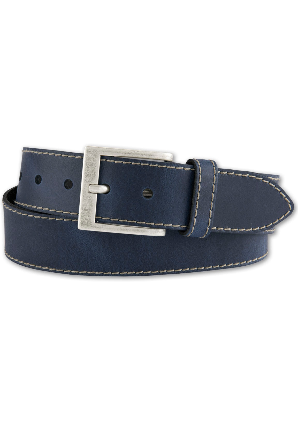 BERND GÖTZ Herren Ledergürtel, blau, Gr. 85, unifarben, Leder, Gürtel, mit genähtem Kantendesign