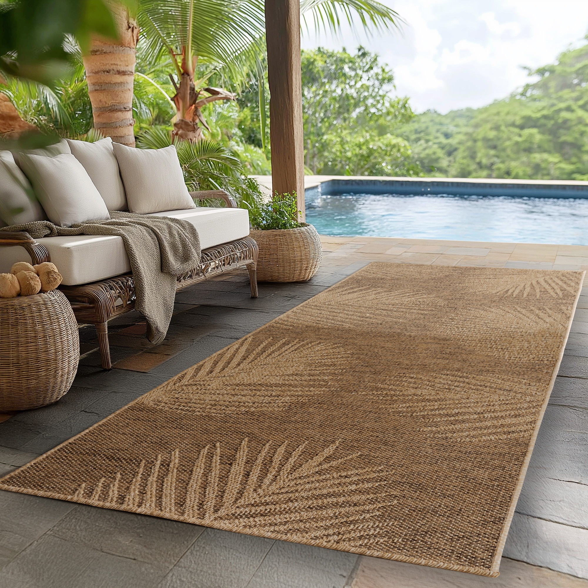 Outdoorteppich AYYILDIZ TEPPICHE "TIMBER 1403", braun, B:80cm H:5mm L:250cm, Polypropylen, Teppiche, Outdoorteppich, Läufer, In und Outdoor, Jute Sisal Optik, Wohnzimmer, Aussenbereich