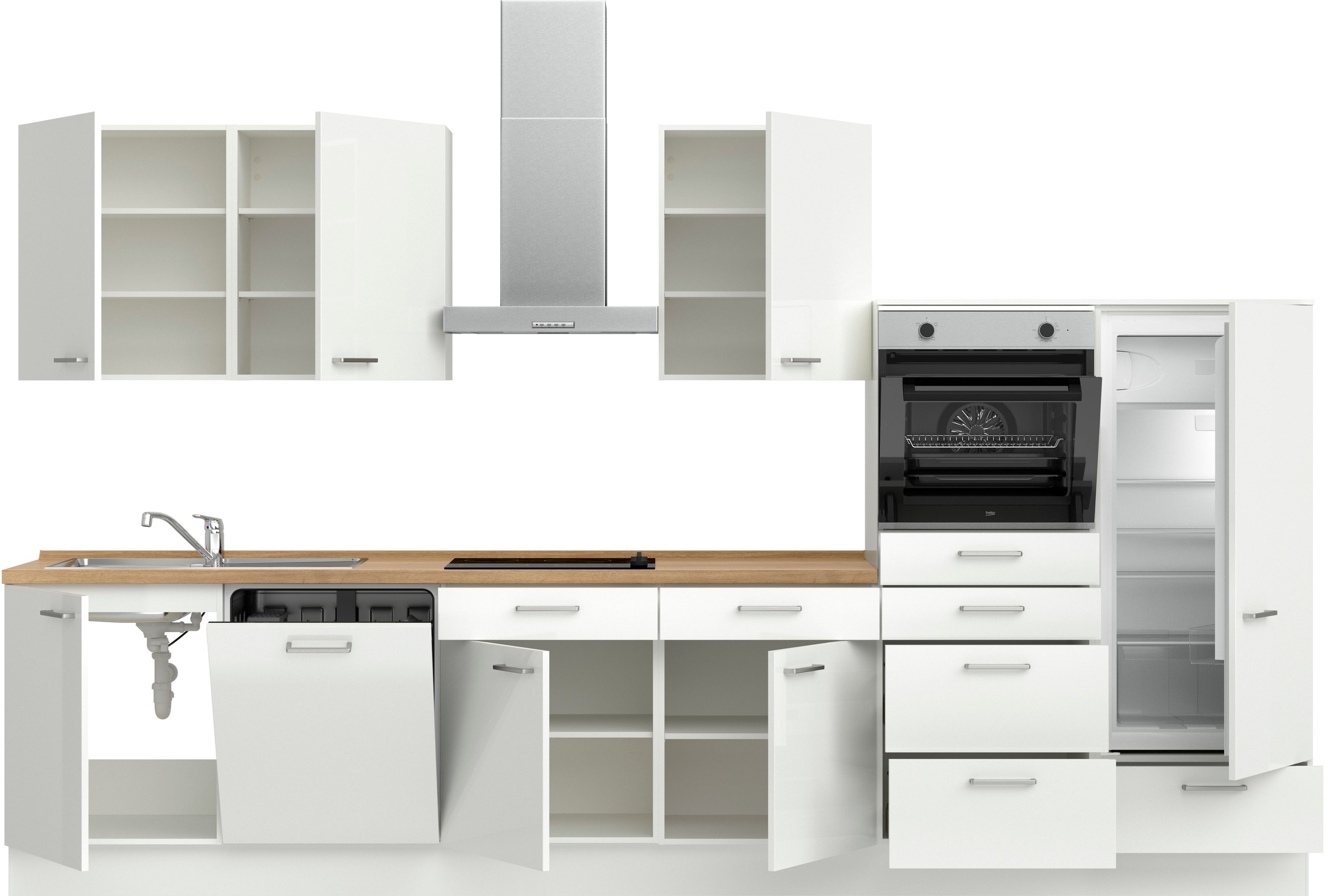 nobilia® Küchenzeile »"Flash I"«, vormontiert, Ausrichtung wählbar, Breite 360 cm, wahlw. mit E-Geräten