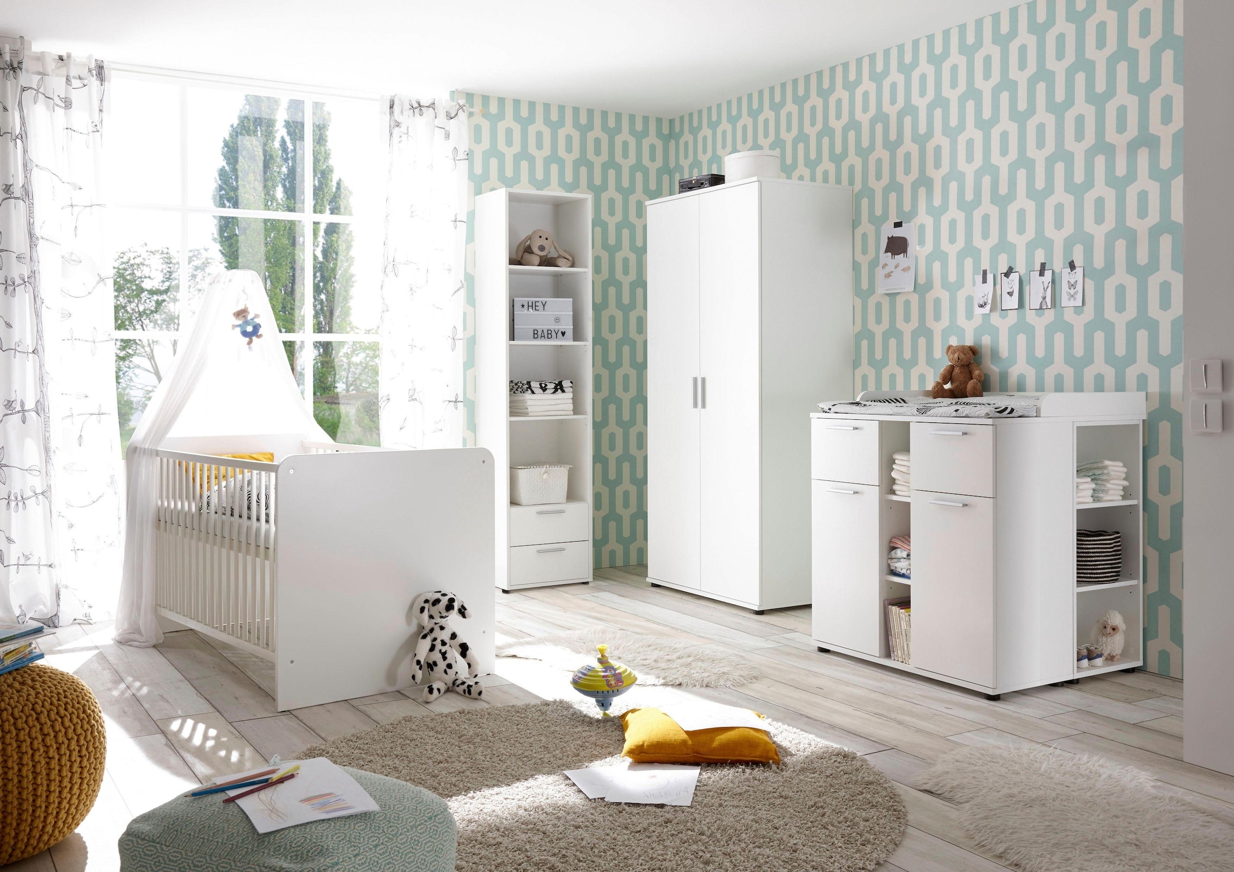 Begabino Babyzimmer-Komplettset »Bibo«, (Set, 3 tlg., Bett, Wickelkommode, Schrank), Bett + Wickelkommode + 2-trg. Schrank