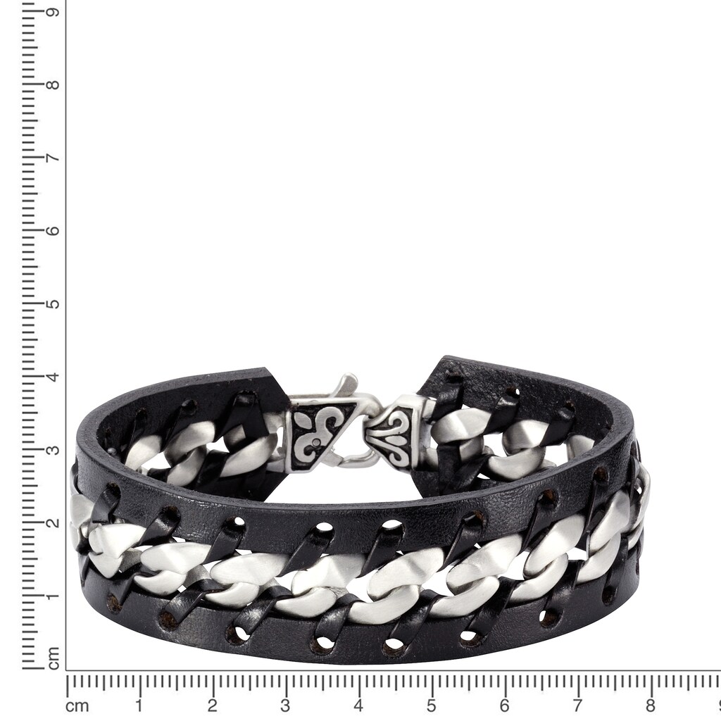 NOX Armband »Leder schwarz Edelstahl matt«