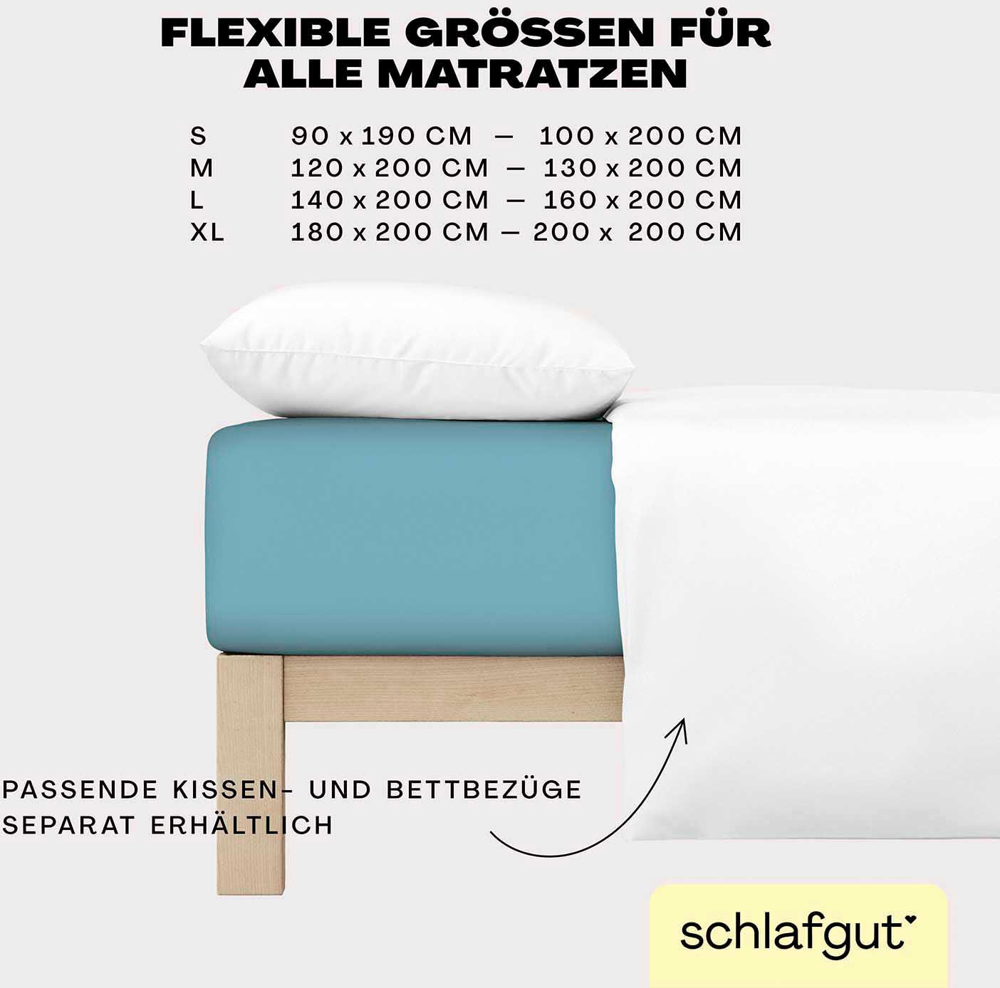 Schlafgut Spannbettlaken »EASY aus 100% Baumwolle, weich & saugfähig, Marken-Bettlaken« für Matratzen bis 22 cm Höhe, in 90x200, 140x200 oder 180x200 cm