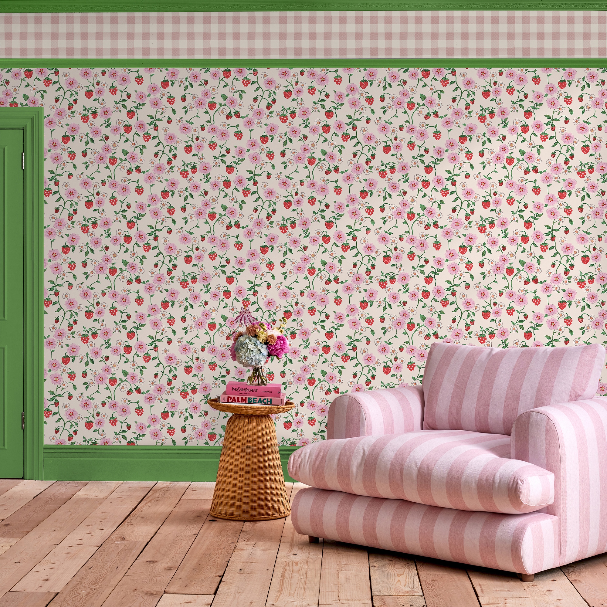 Cath Kidston Vliestapete "Strawberry Spring" Geblümt Glatt 10mx52cm (ca. 5m2)