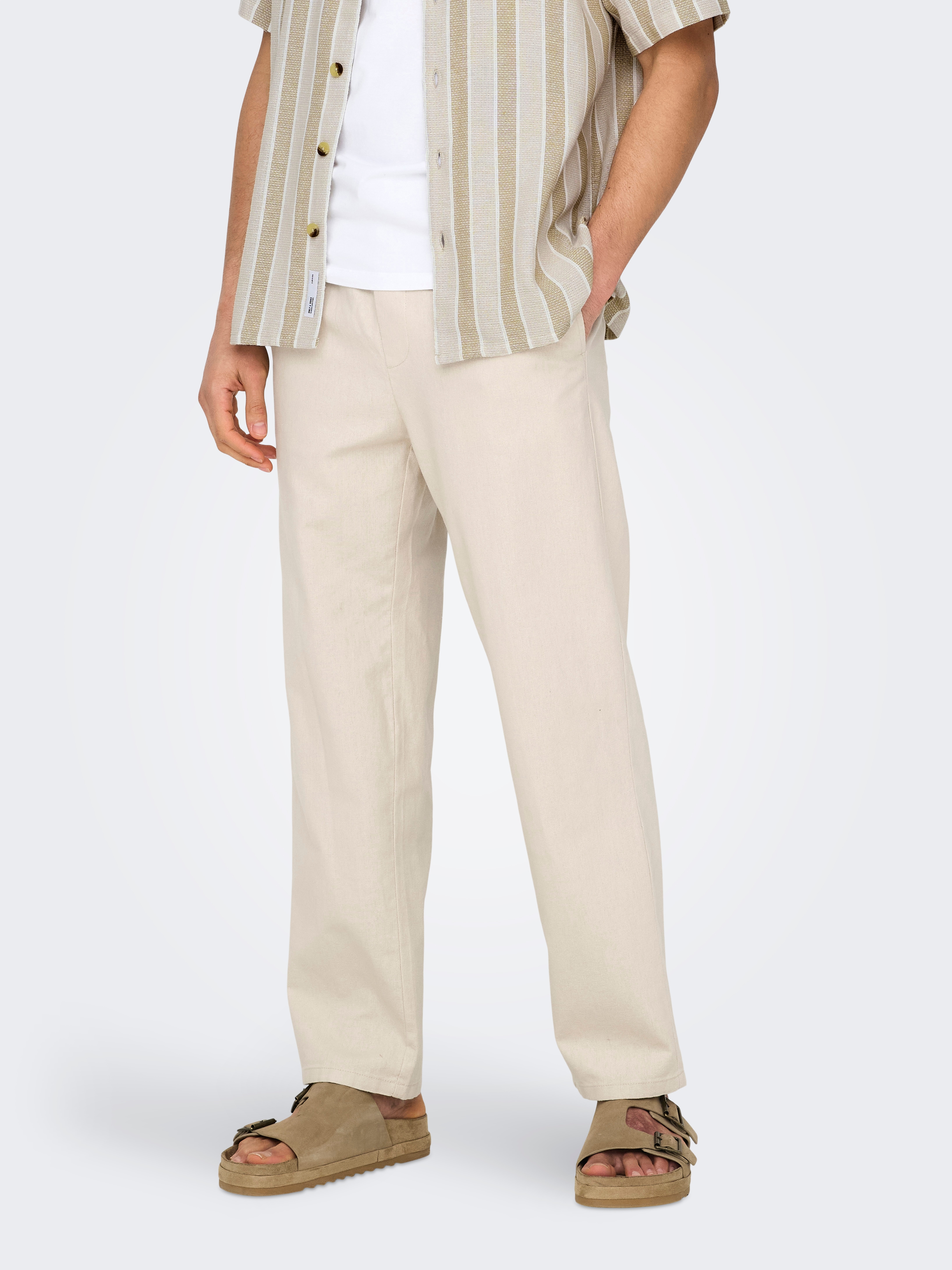 ONLY & SONS Schlupfhose "ONSSINUS LOOSE 0007 COT LIN PANT NOOS" Baumwolle mit Leinen, locker geschnitten