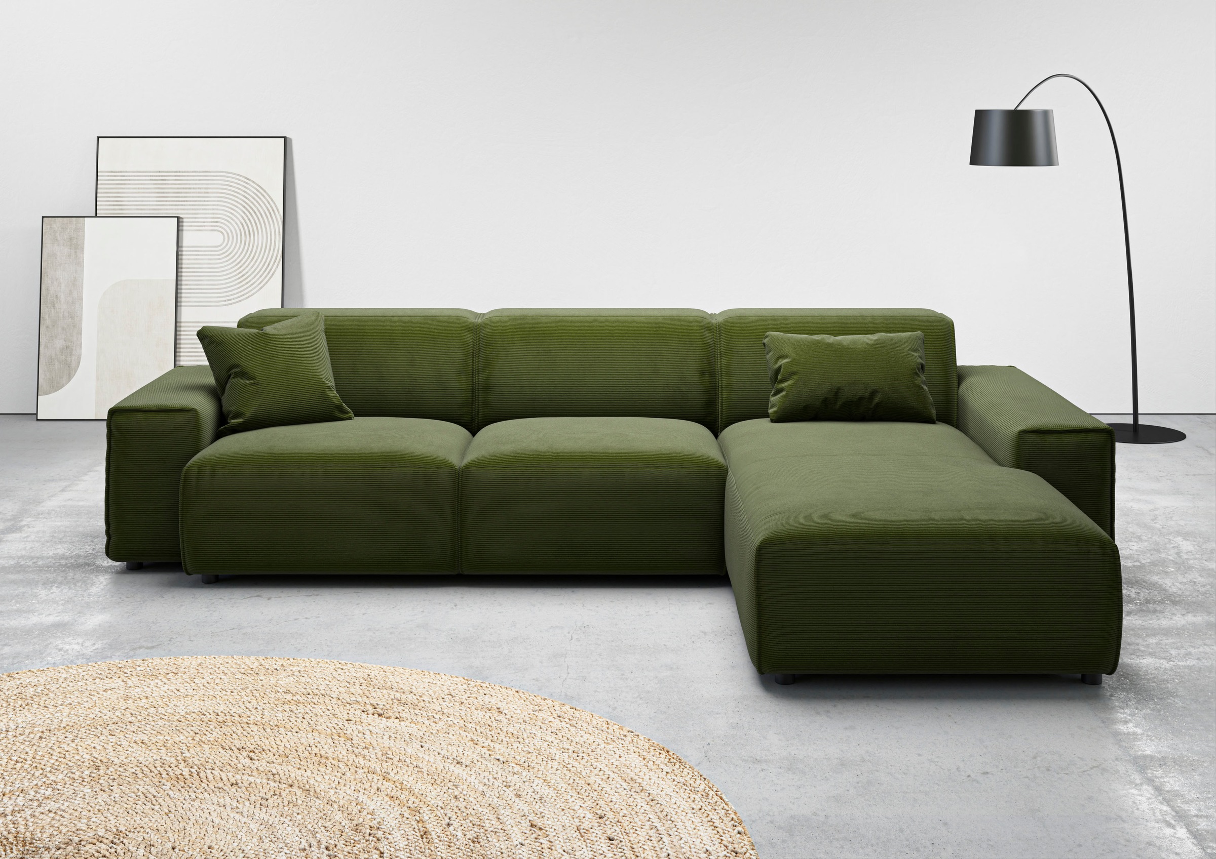 Home affaire Ecksofa "Glimminge auch in Breitcord, Feincord, Bouclé + Easy care-Bezug" L-Form, Breite 294, Zierkissen