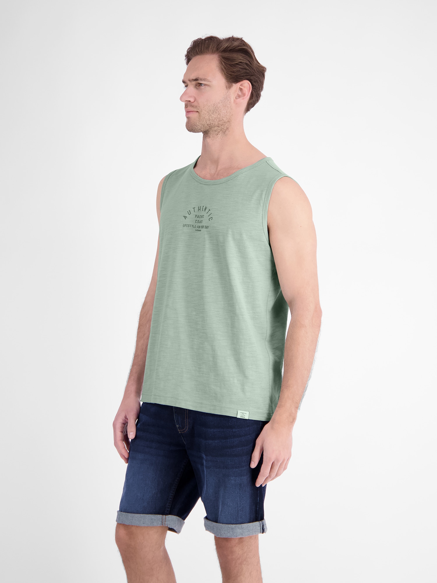 LERROS Muskelshirt »Luftiges Tanktop aus Baumwolle mit trendigem Slogan-Print«