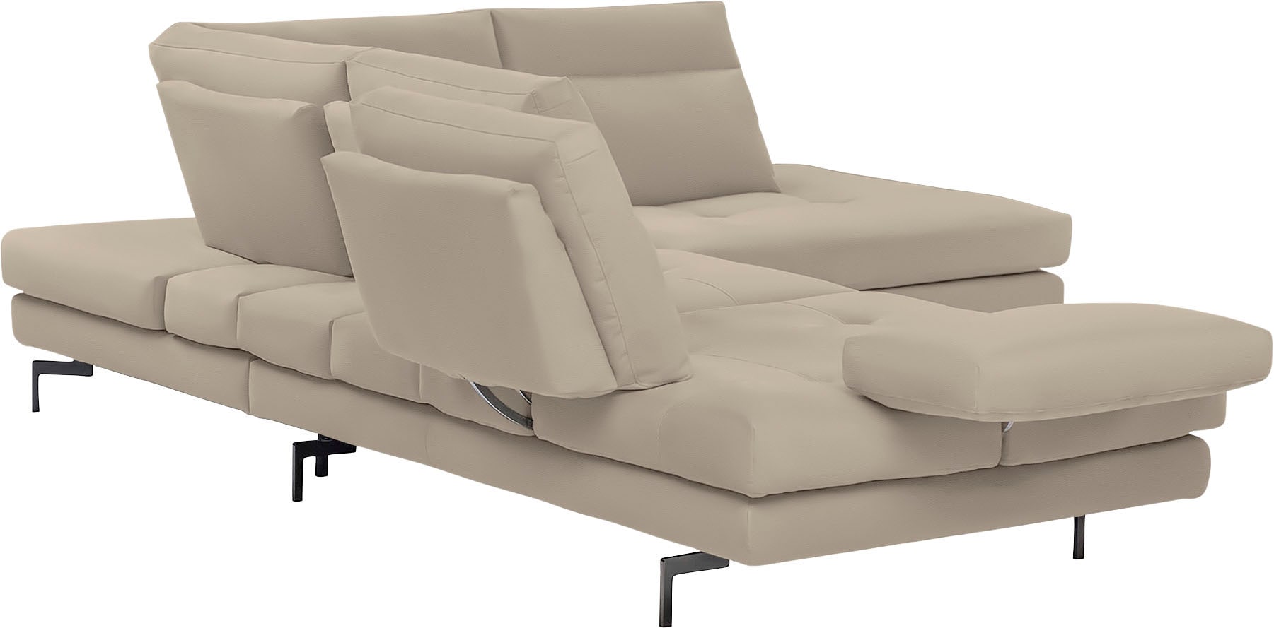 CALIA ITALIA Ecksofa »Toby Wing, L-Form, Designsofa mit sensationellem Sitzkomfort«, Sitztiefenverstellung, funktionale Ecke, Füße in schwarz matt