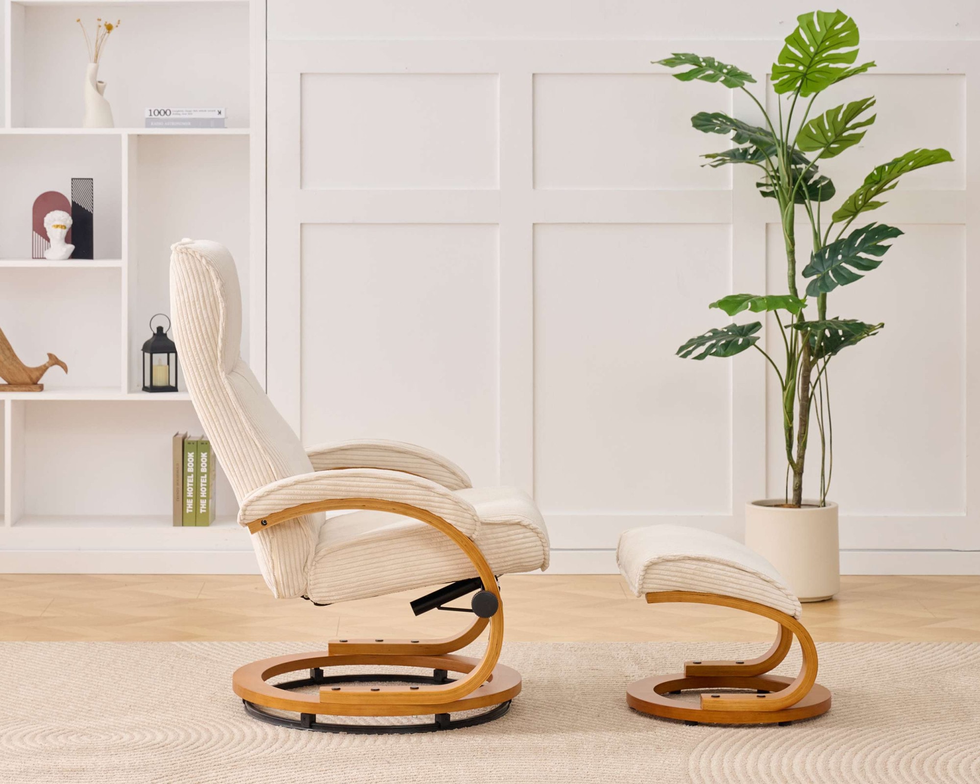 Home affaire Relaxsessel »Paris, mit Hocker - OTTO. Verlässliche Qualität.« bestehend aus Sessel und Hocker,  manuelle Relaxfunktion mit Drehfunktion, neu: Cord-Bezug