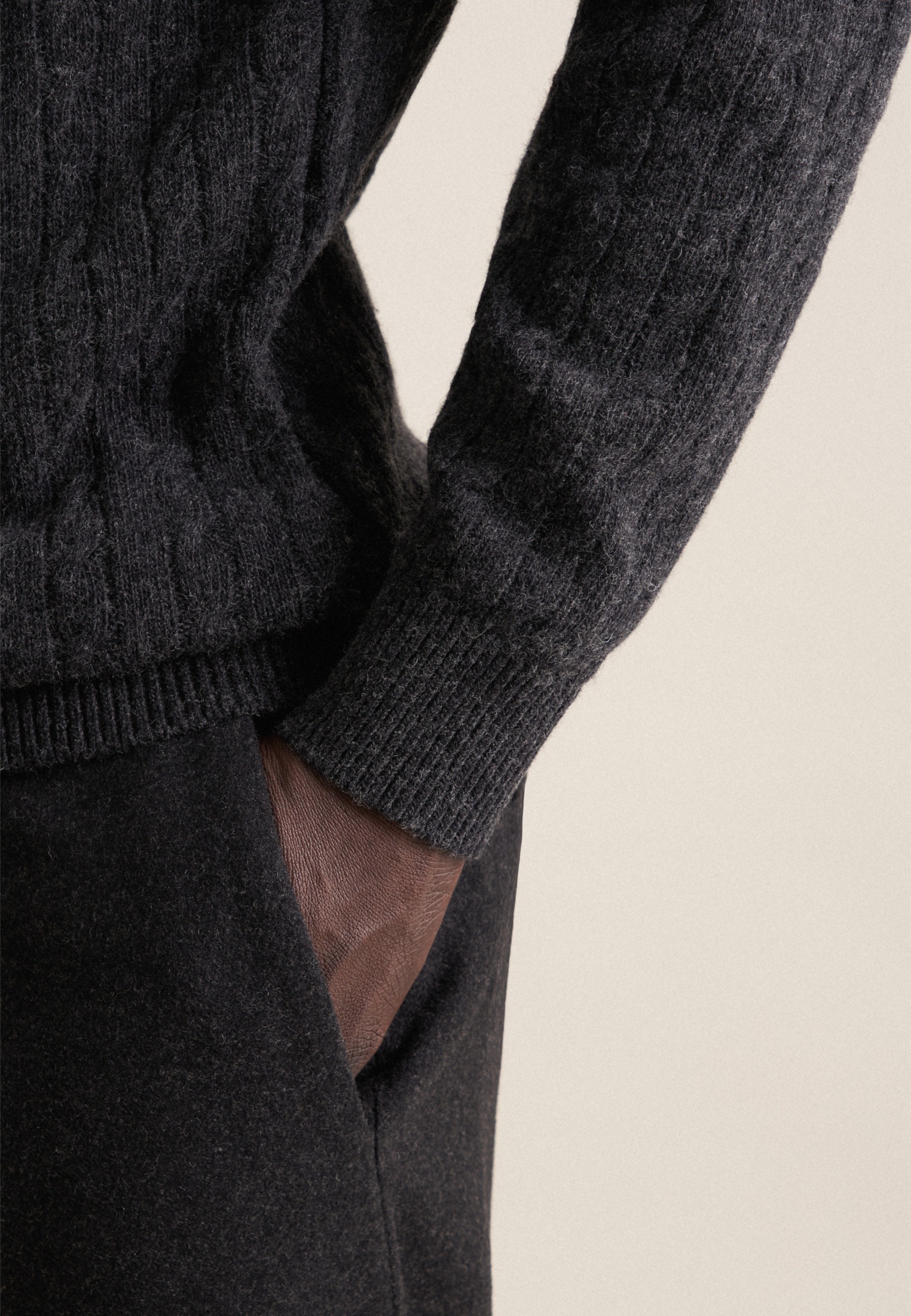 seidensticker Strickpullover »Regular«, Langarm Rundhals Zopfmuster