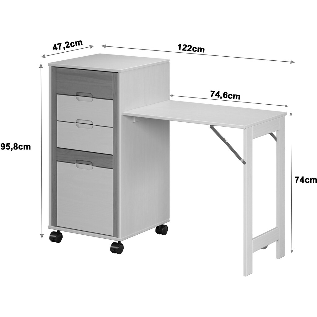 INTER-FURN Schreibtisch »Ostra«, smart mit aufklappbarer Arbeitsplatte von 50 zu 122 cm erweiterbar