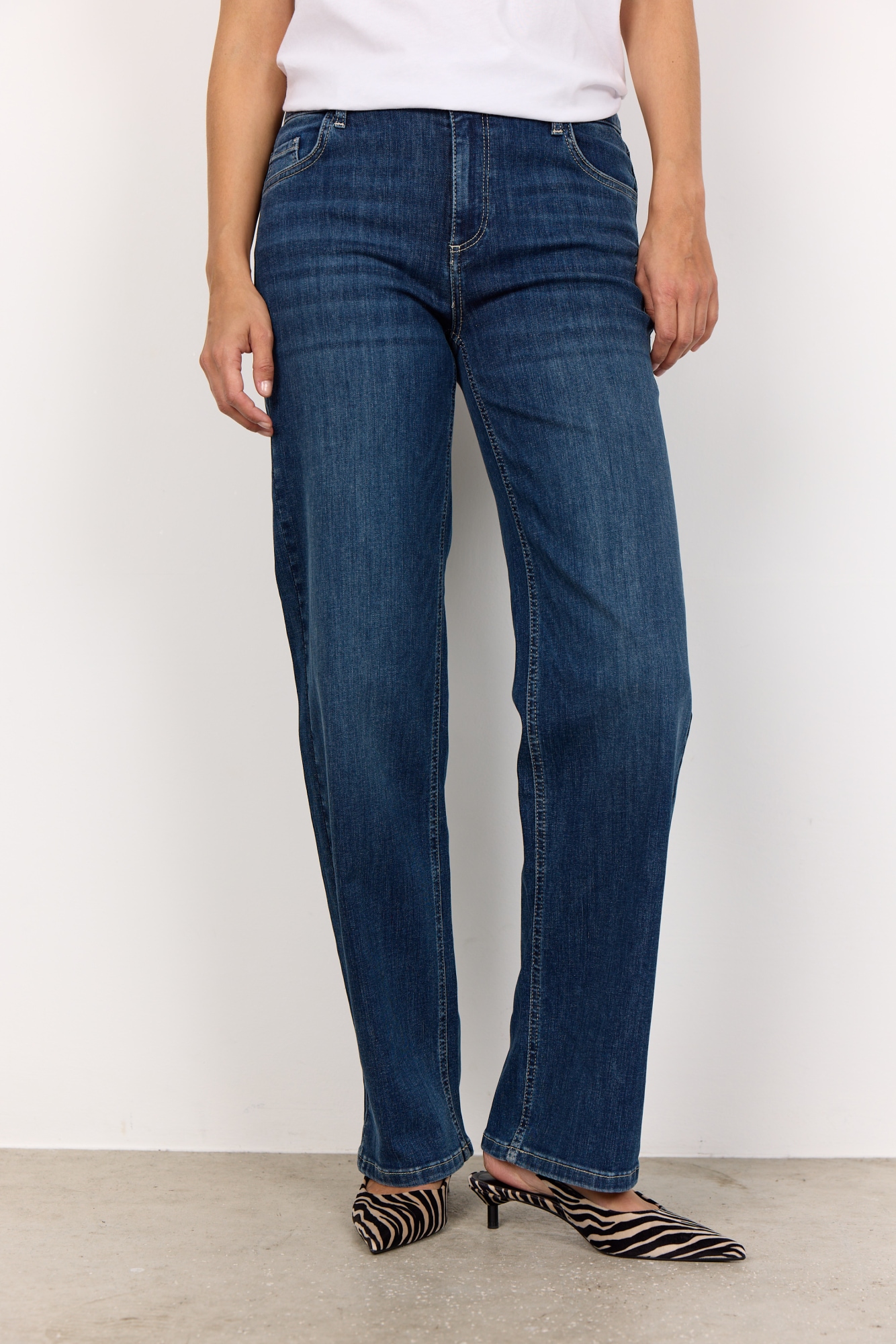 soyaconcept 5-Pocket-Jeans "SC-KIMBERLY 34-B" aus Baumwollmischung mit Polyester und Elasthan, knöchellanger Schnitt