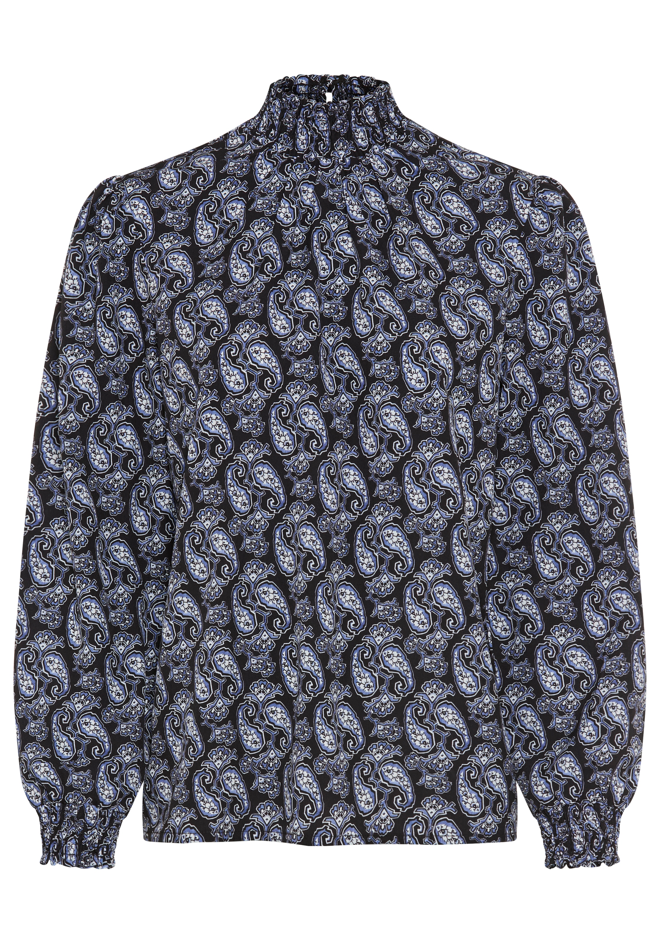 Laura Scott Druckbluse figurumspielende Passform, mit gesmoktem Ärmelabschluss