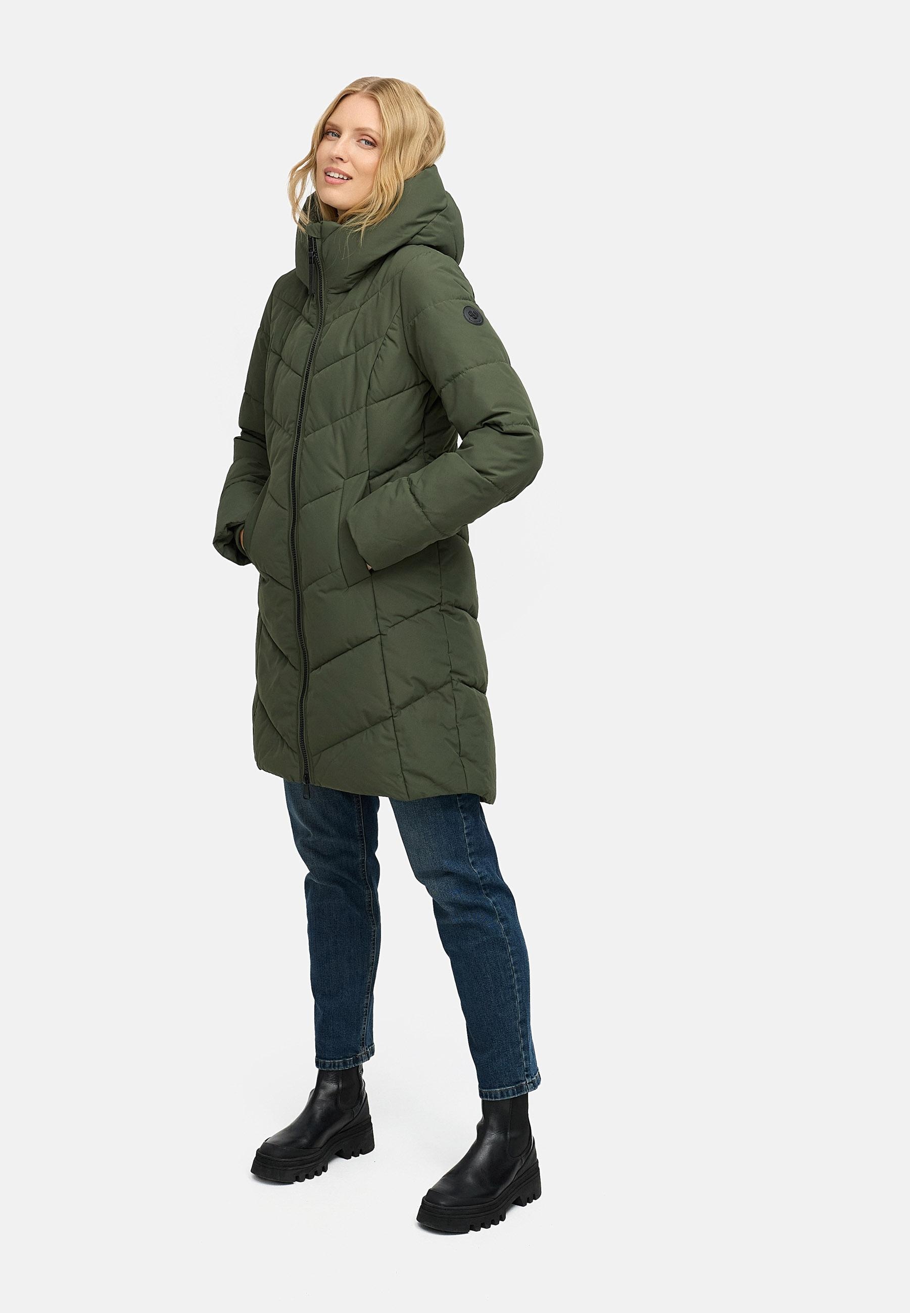 Ragwear Steppmantel »Natalin YOUMODO«, Warmer Damen Wintermantel mit V-Steppung und Kapuze