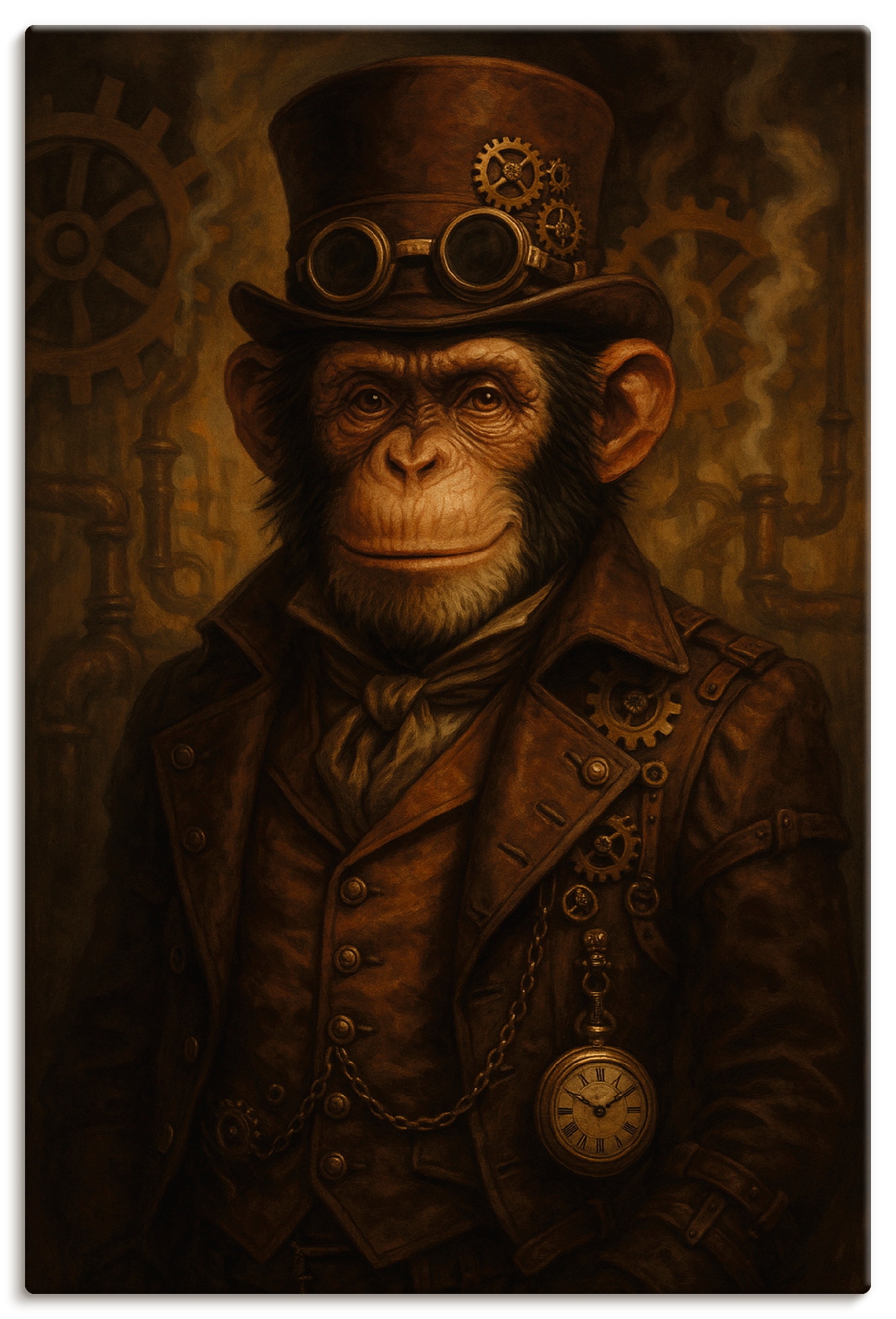 Wandbild ARTLAND "Steampunk-Affe", farbe bild(er): braun, B:60cm H:90cm, Bilder, als Alubild, Leinwandbild, Poster, Wandaufkleber in verschied. Größen