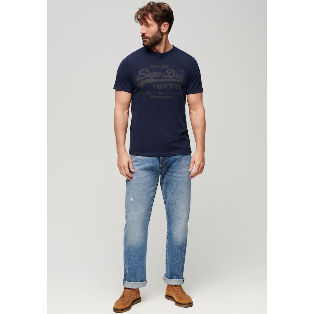 Superdry T-Shirt »Basic Shirt CLASSIC VL HERITAGE T SHIRT mit Logodruck«, (Klassische Passform mit Rundhalsausschnitt)