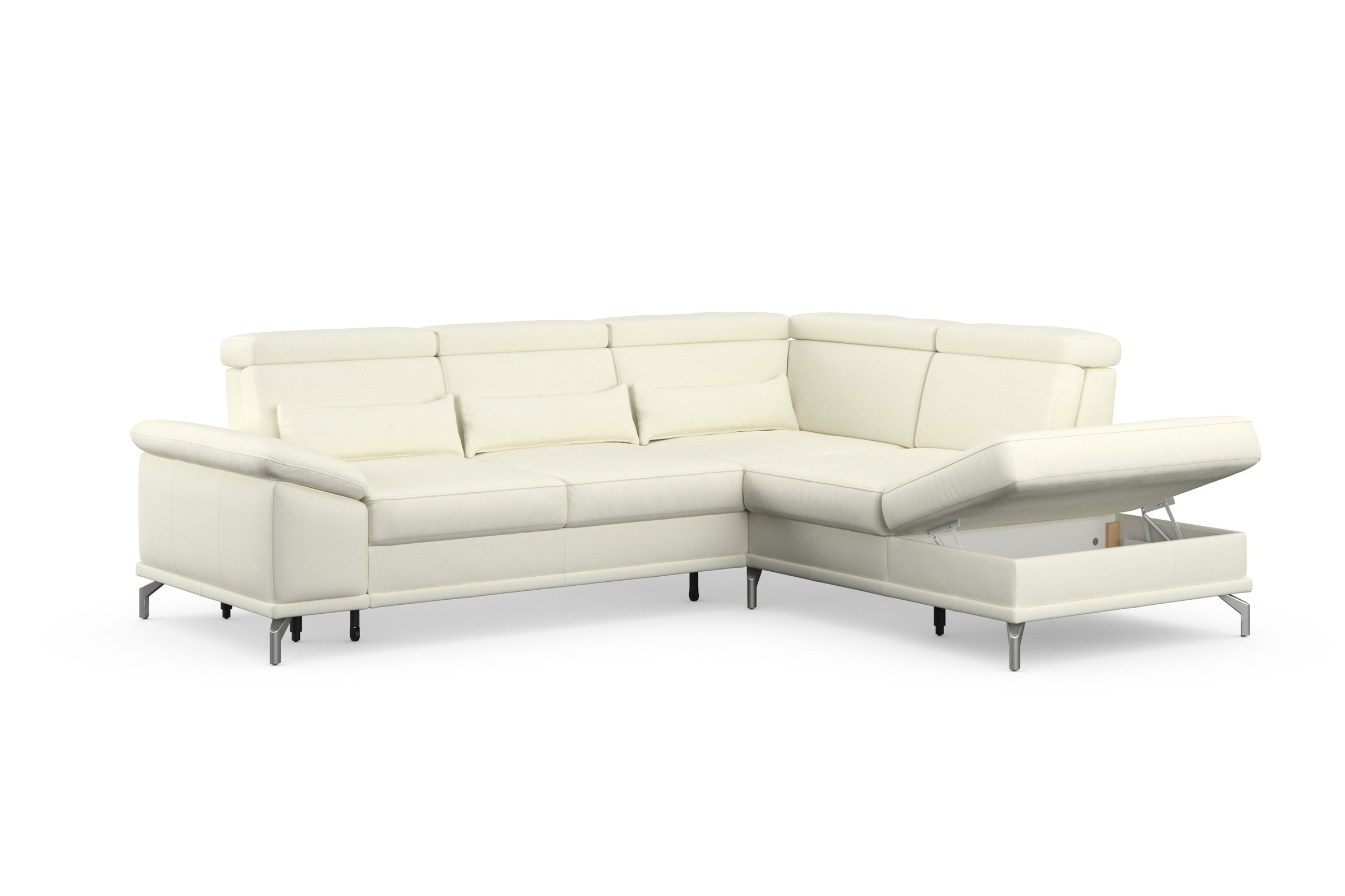 sit&more Ecksofa »Cabrio L-Form, mit Sitztiefenverstellung, Arm- und Kopfteilverstellung«, 3 Nierenkissen, Federkern, optional Bettfunktion und Stauraum
