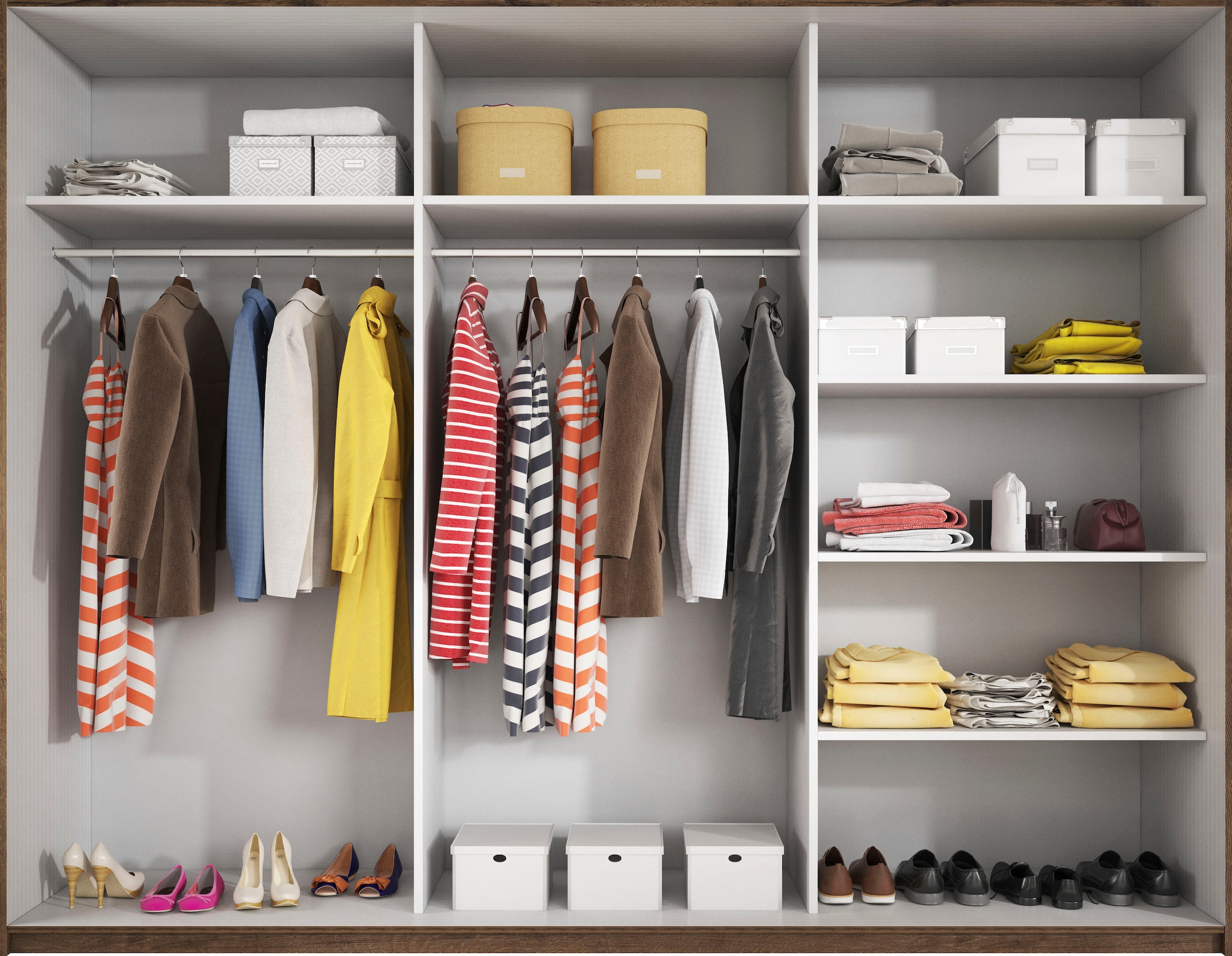 INOSIGN Schwebetürenschrank »Galaxy Kleiderschrank, Wäscheschrank 200, 220 oder 270cm breit«, INKLUSIVE kompletter Innenausstattung, Metallgriffe und Glasfront