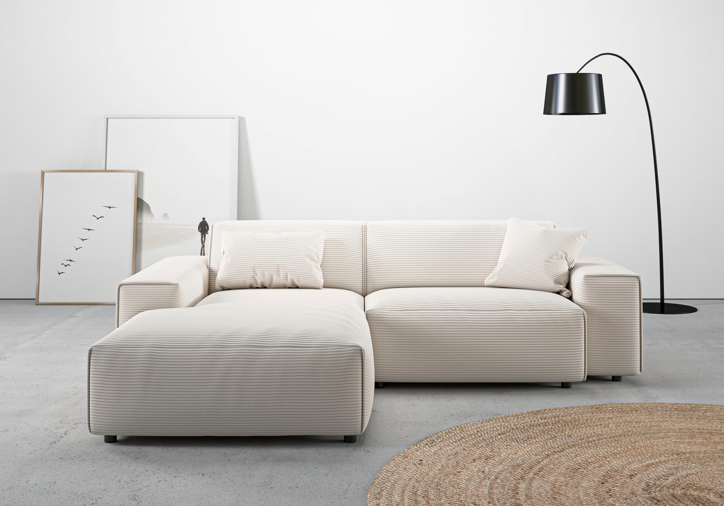 Home affaire Ecksofa "Glimminge L-Form auch in Breitcord, Feincord + Easy care-Bezug," Breite 234, Zierkissen