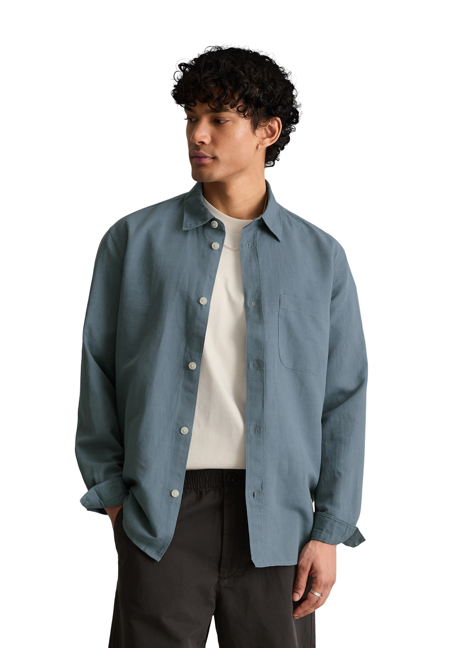 Marc OPolo DENIM Langarmhemd regular fit aus Leinen und Bio-Baumwolle, Kent günstig online kaufen