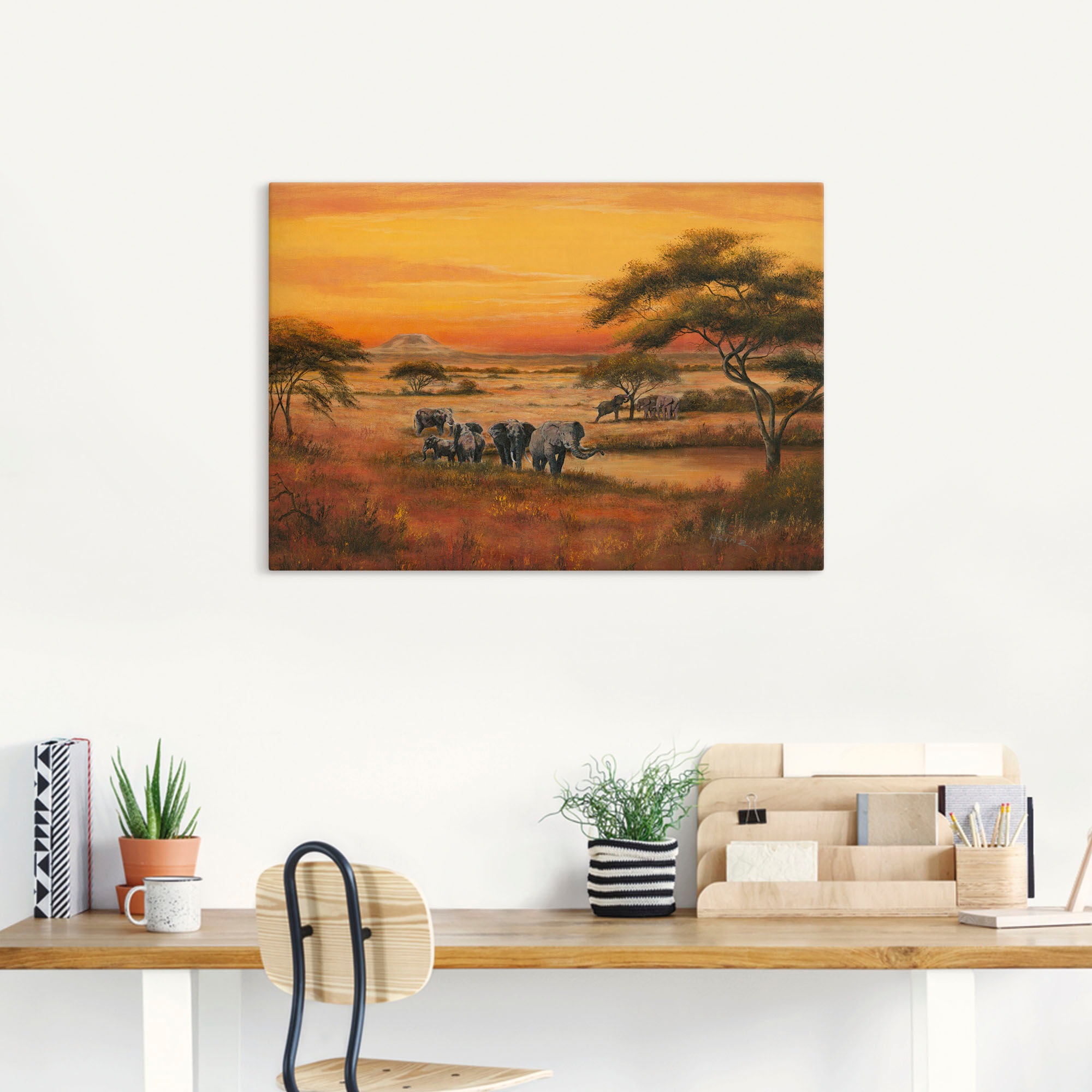 Artland Wandbild "Afrika Elefanten" Afrika 1 Stk. tlg. als Alubild, Outdoor günstig online kaufen