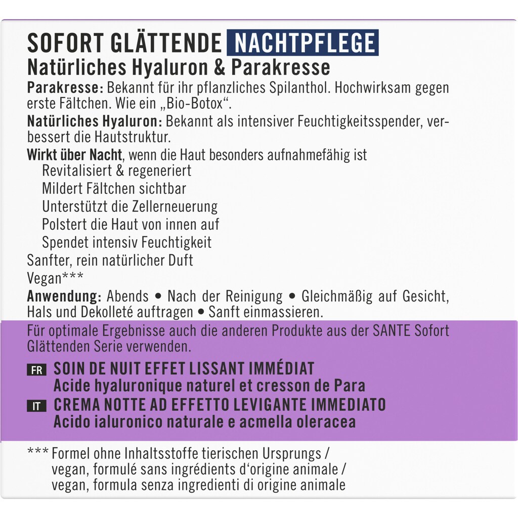 SANTE Gesichtspflege »Sofort glättende Nachtpflege«