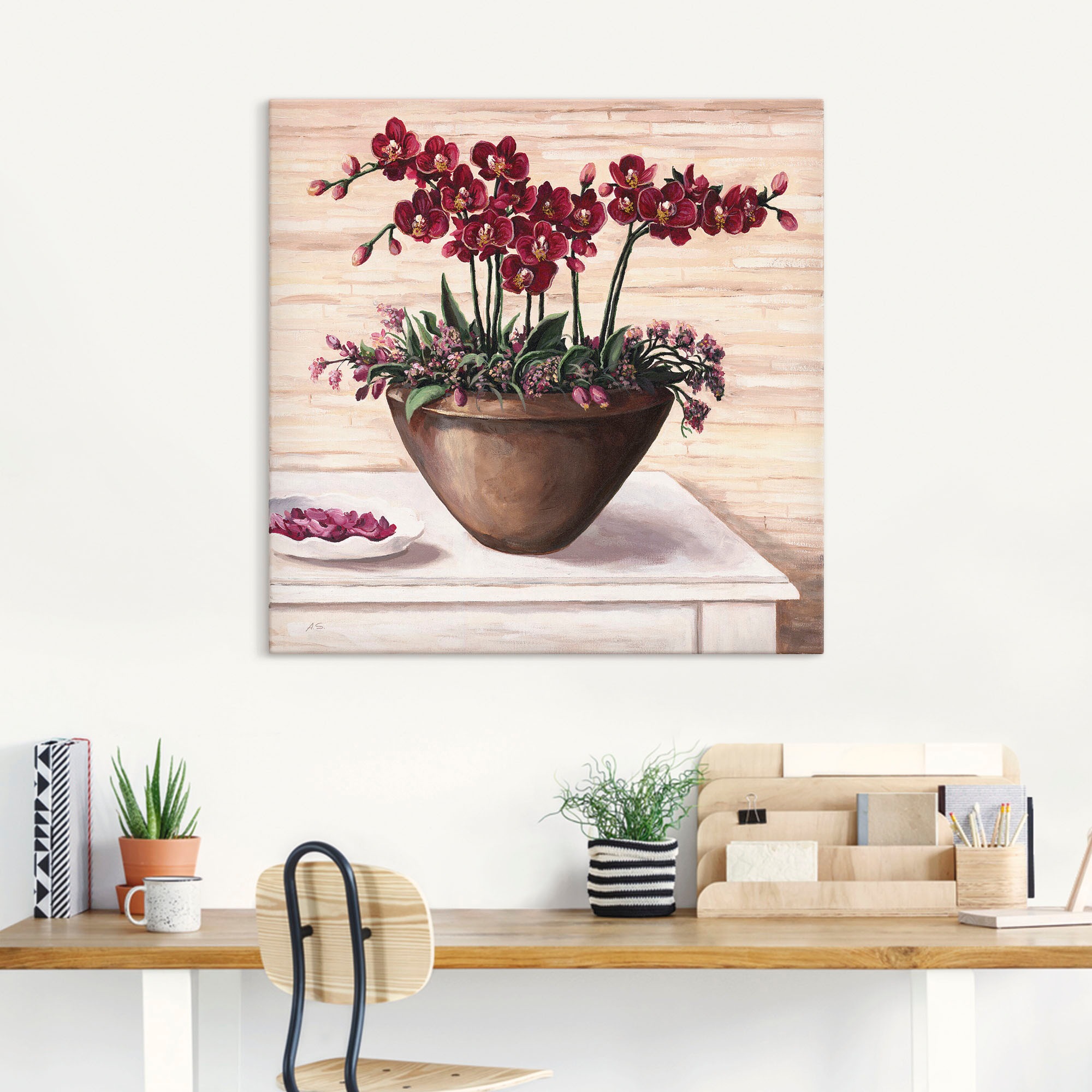 Artland Wandbild »Orchideen in Bordeaux«, Blumen, (1 St.), als Alubild, Outdoorbild, Leinwandbild, Wandaufkleber, versch. Größen