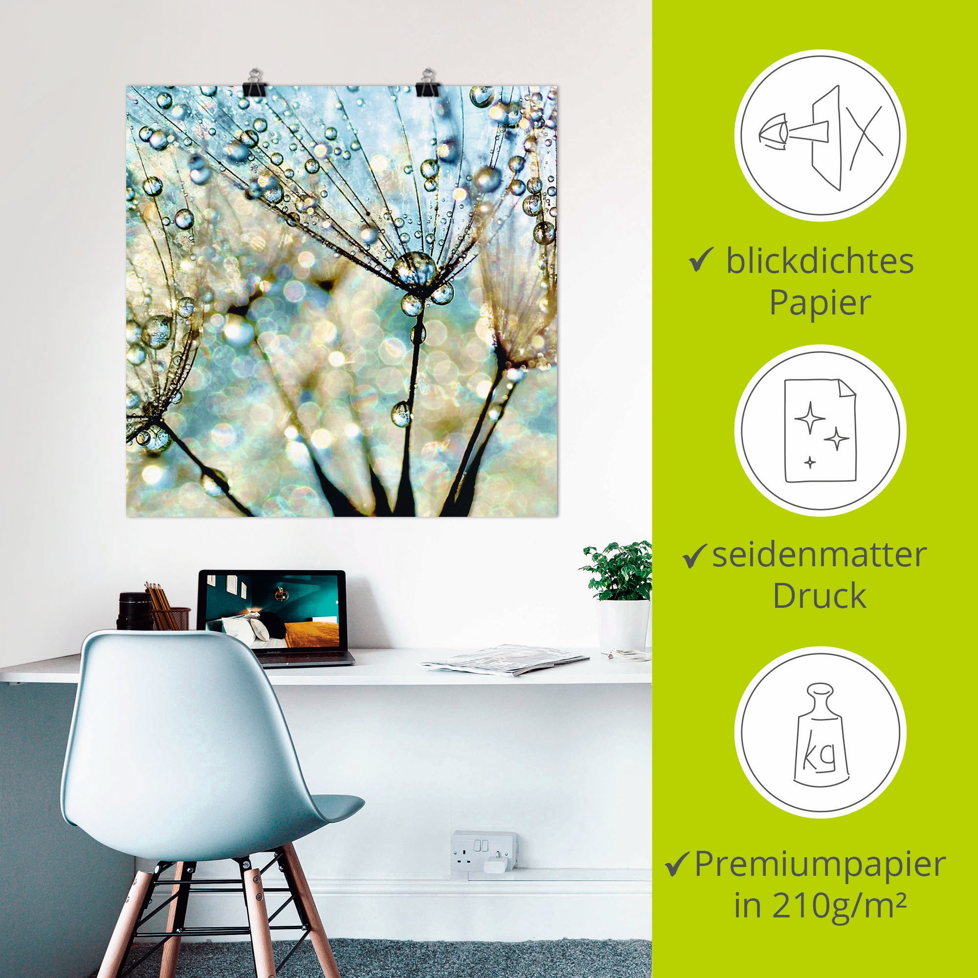 Artland Wandbild »Pusteblume Blaue Diamanten«, Blumen, (1 St.), als Alubild, Outdoorbild, Leinwandbild, Poster, Wandaufkleber