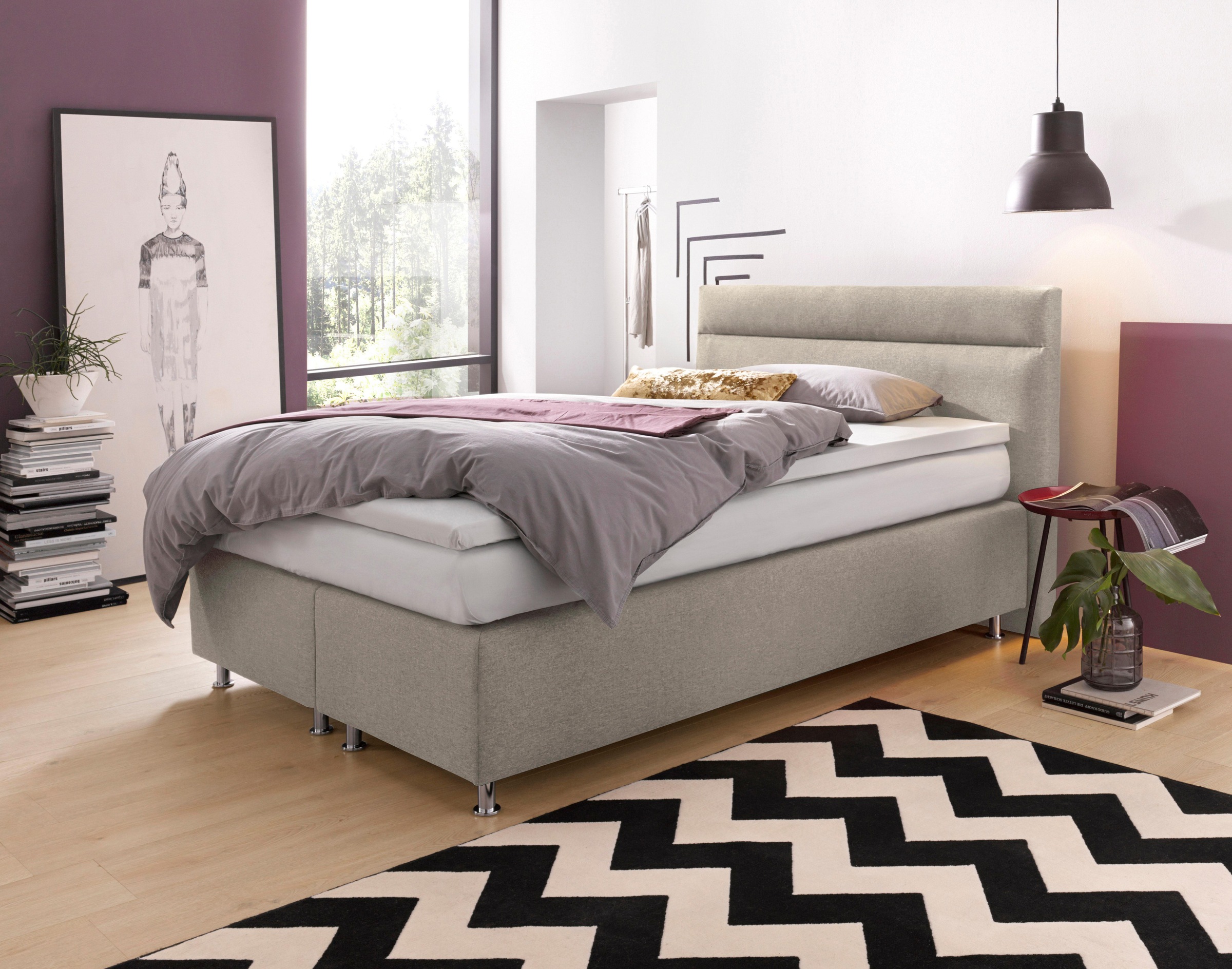 4 Boxspringbett wahlweise mit LED-Beleuchtung günstig online kaufen