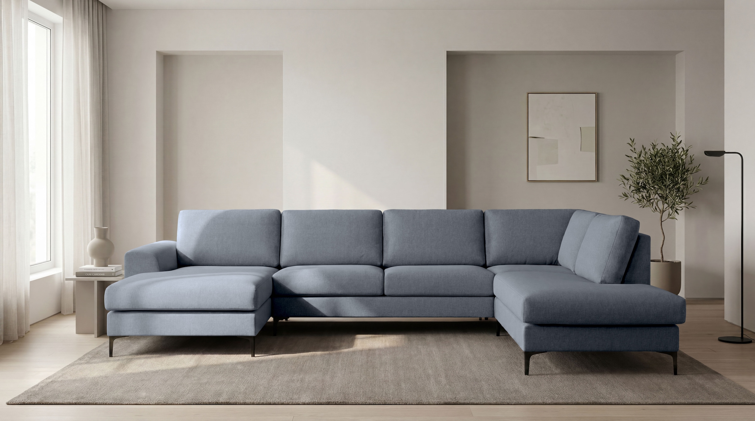 OTTO home Wohnlandschaft »Henry, U-Form, Breite 363 cm« mit Metallbeinen, Wellenunterfederung, wasserabweisender Stoff