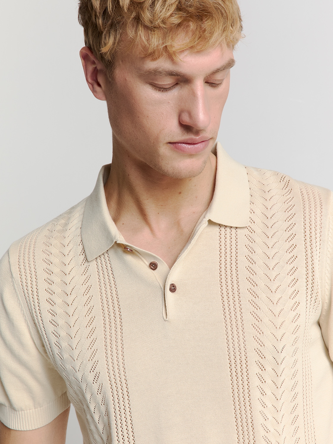NO EXCESS T-Shirt »No Excess Jacquard Kurzarm Poloshirt«