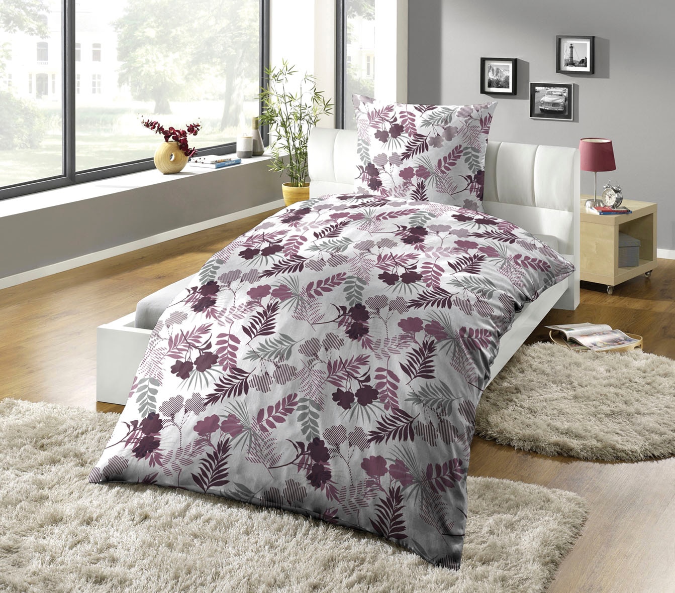 KiNZLER Bettwäsche "Bedruckte Poly-Cotton Bettwäsche "Vivian"" 2 Stk. Pfleg günstig online kaufen