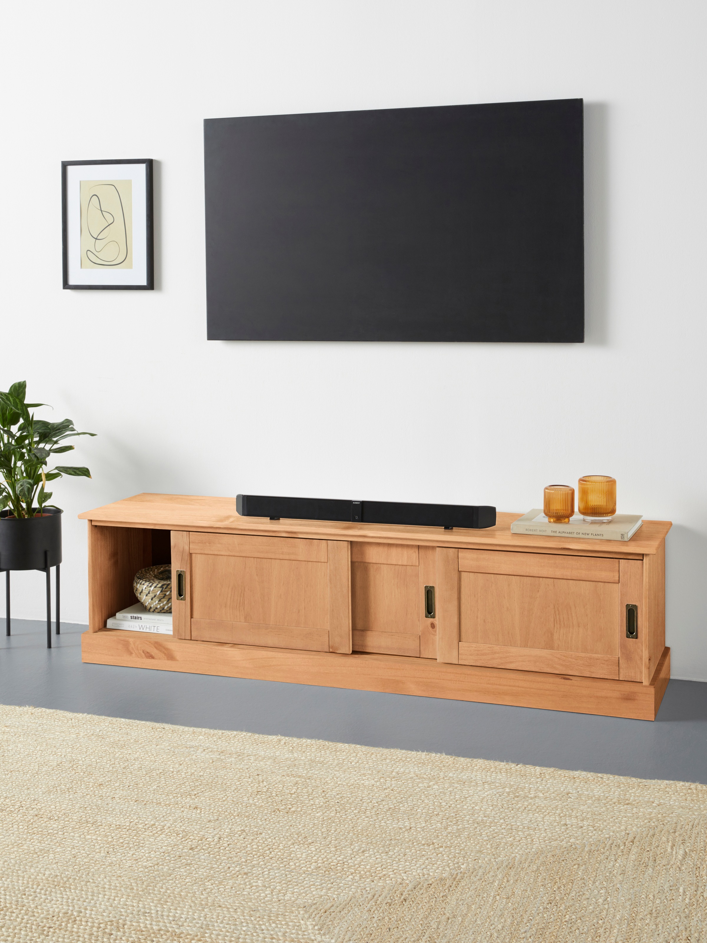 Thumbnail - Home affaire Lowboard "Schröder" Kommode mit 3 Schiebetüren, aus massivem Kiefernholz