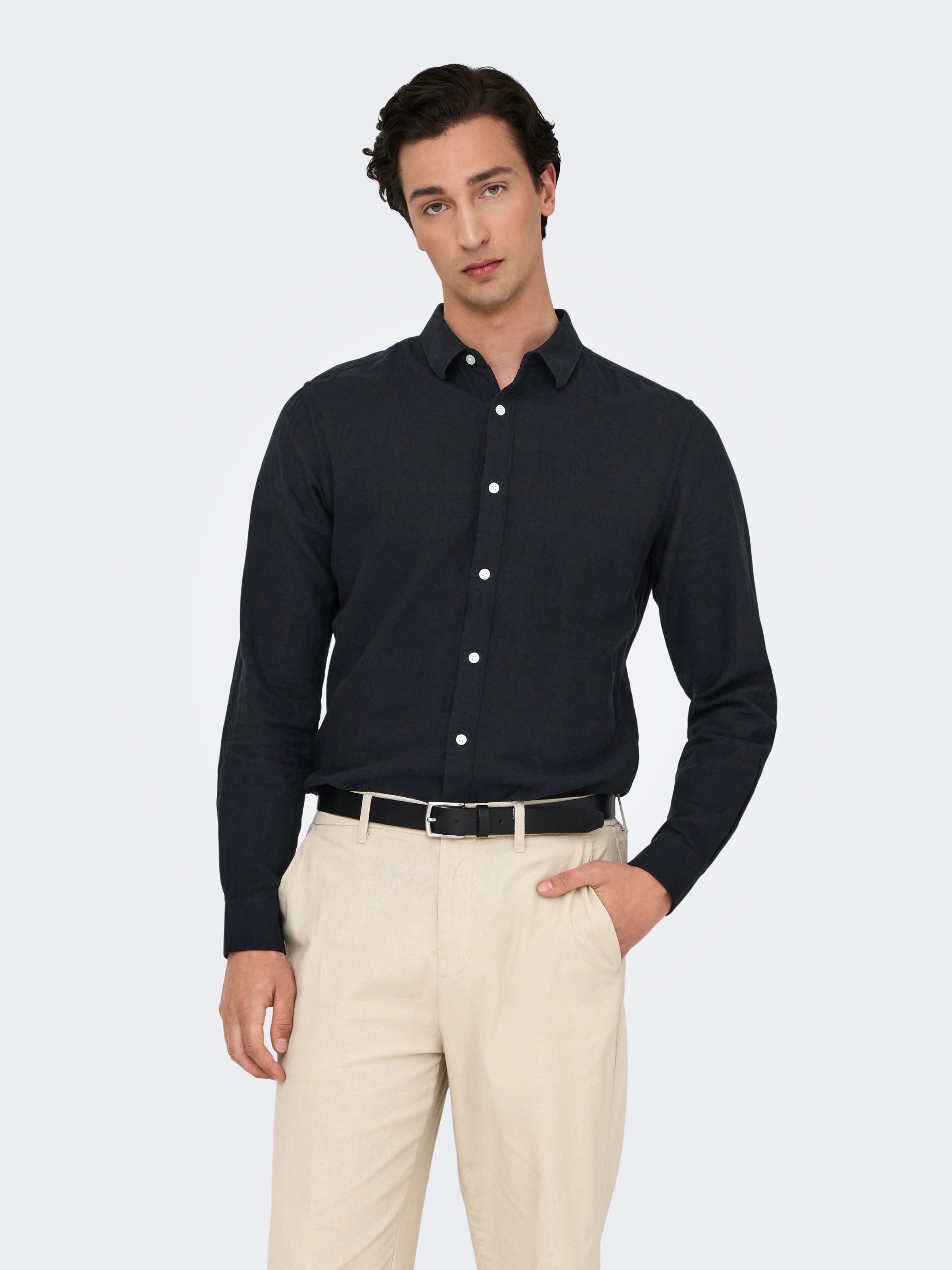 ONLY & SONS Langarmhemd "ONSCAIDEN LS SOLID LINEN SHIRT NOOS" günstig online kaufen