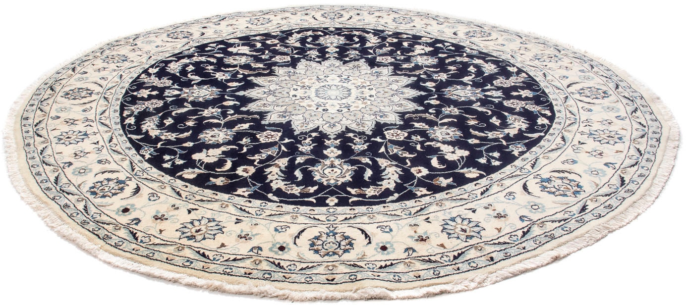 morgenland Orientteppich "Perser - Nain rund - 243 x 243 cm - dunkelblau", rund, 10 mm Höhe, Wohnzimmer, Handgeknüpft, E