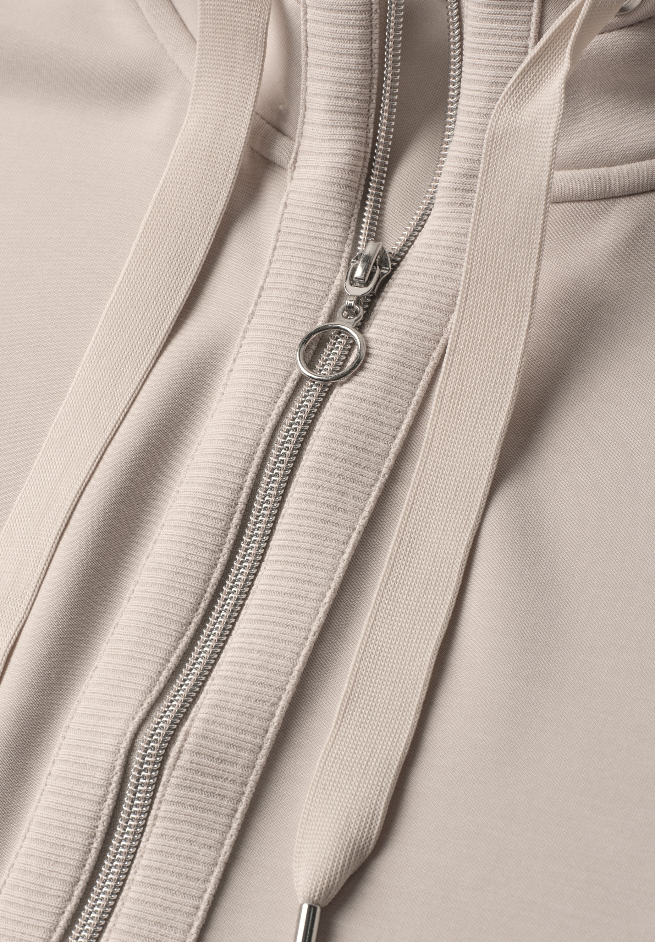 STREET ONE Sweatjacke 3/4-Arm Jacke im Silk-Look mit Rippdetails