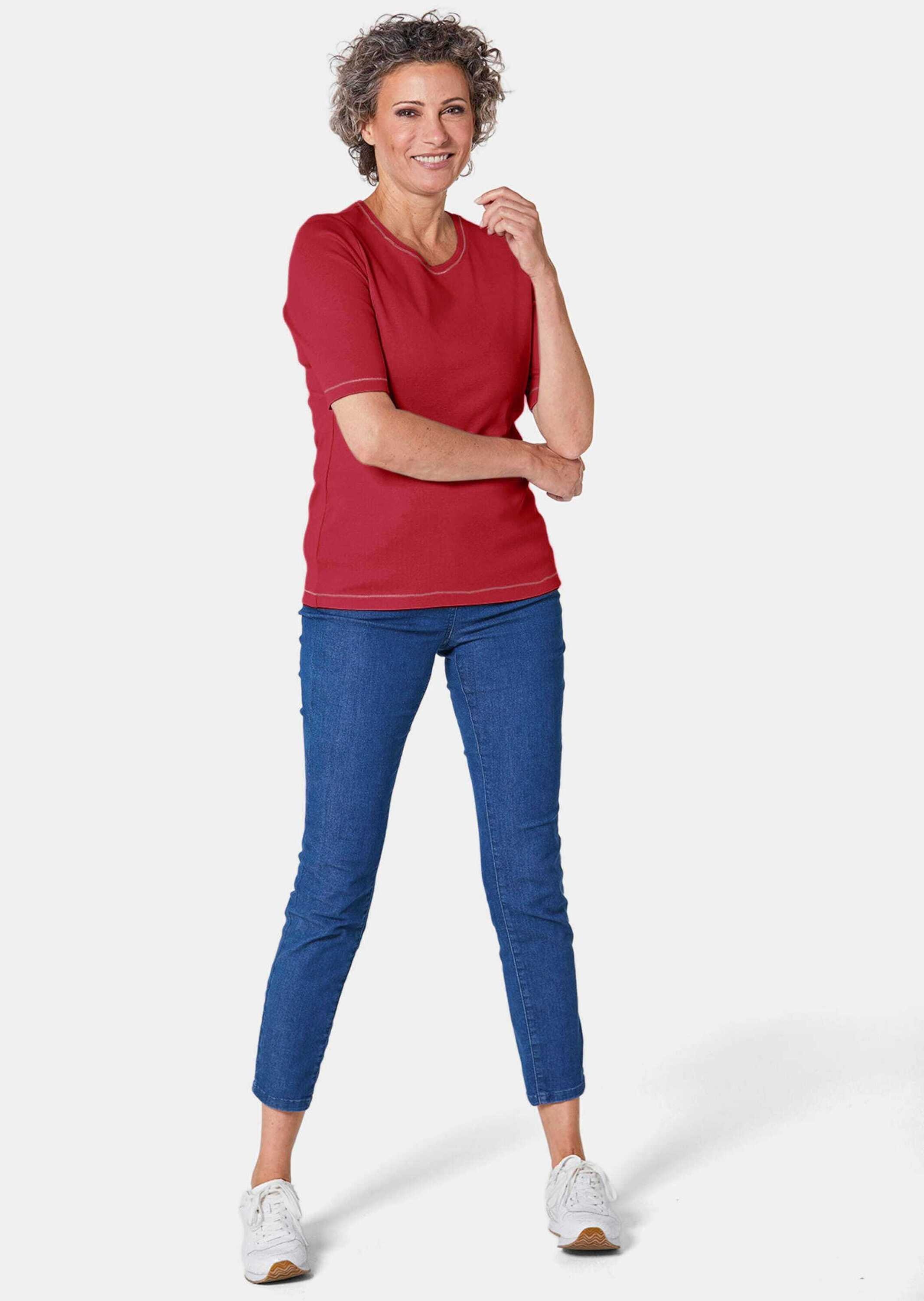 GOLDNER Kurzarmshirt »Rundhalsshirt Basic T-Shirt aus reiner Baumwolle«