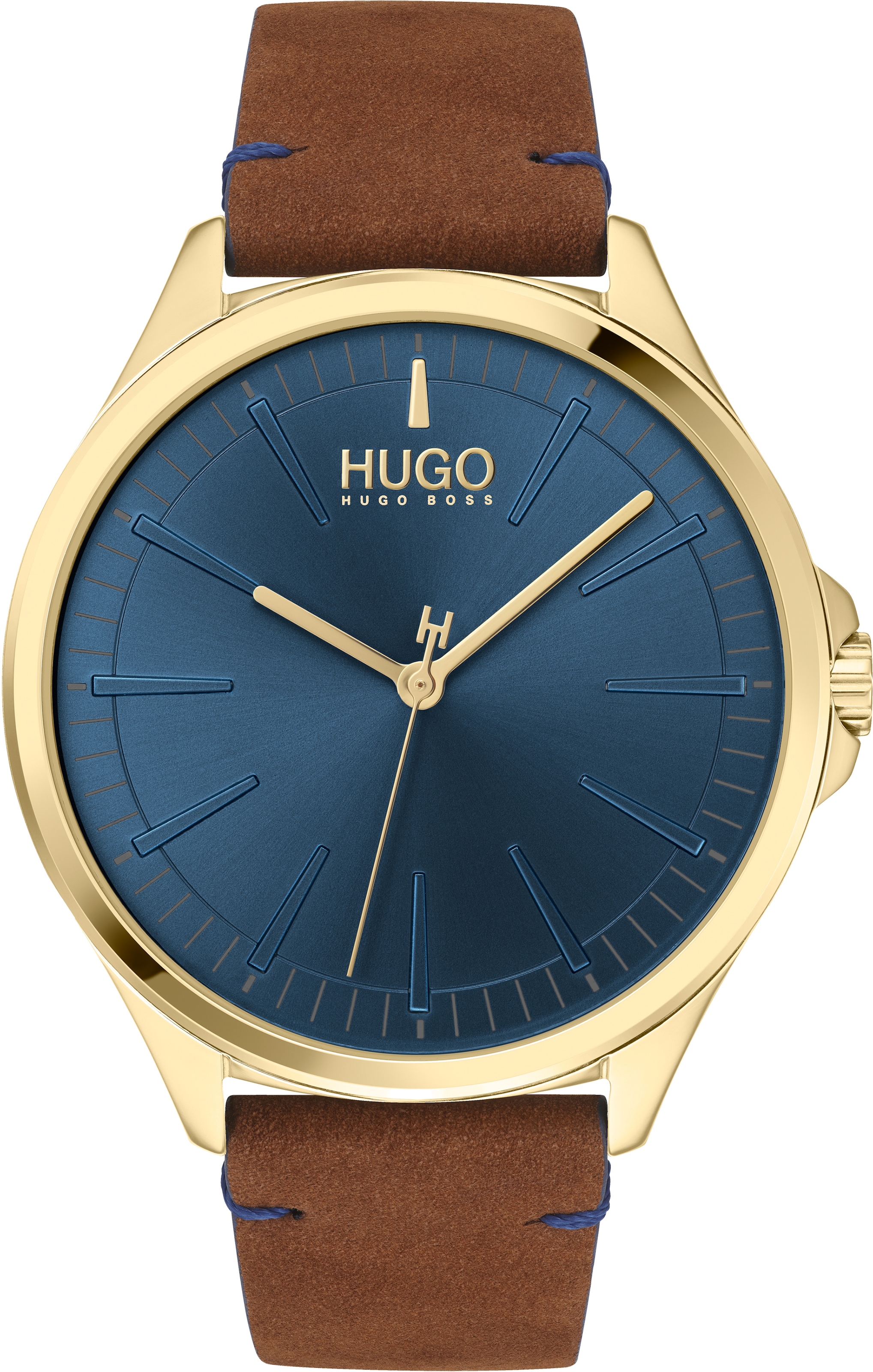 HUGO Quarzuhr »#SMASH«, Armbanduhr, Herrenuhr, Mineralglas, Lederarmband