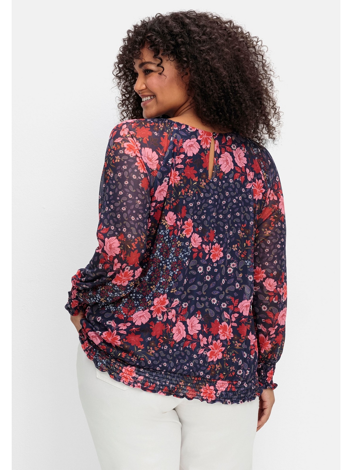 sheego by Joe Browns Langarmshirt »Große Größen«, aus gemustertem Mesh, mit gefüttertem Body