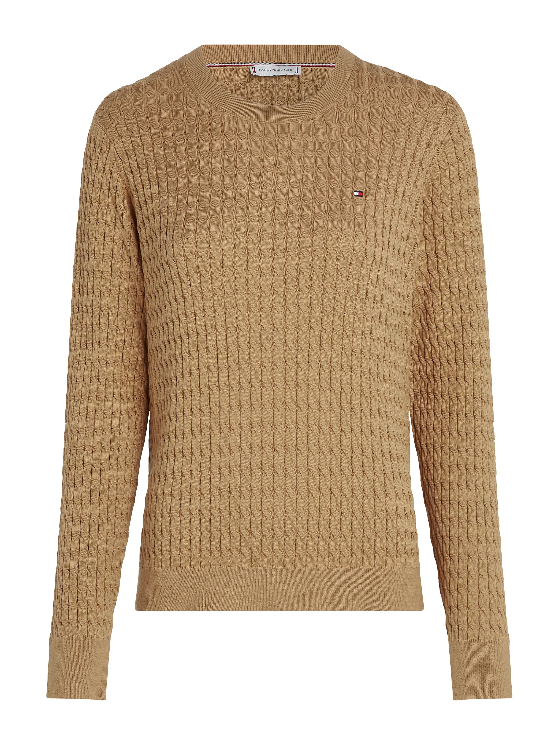 Tommy Hilfiger Rundhalspullover »CO CABLE C-NK LS SWEATER«, mit Zopfmuster