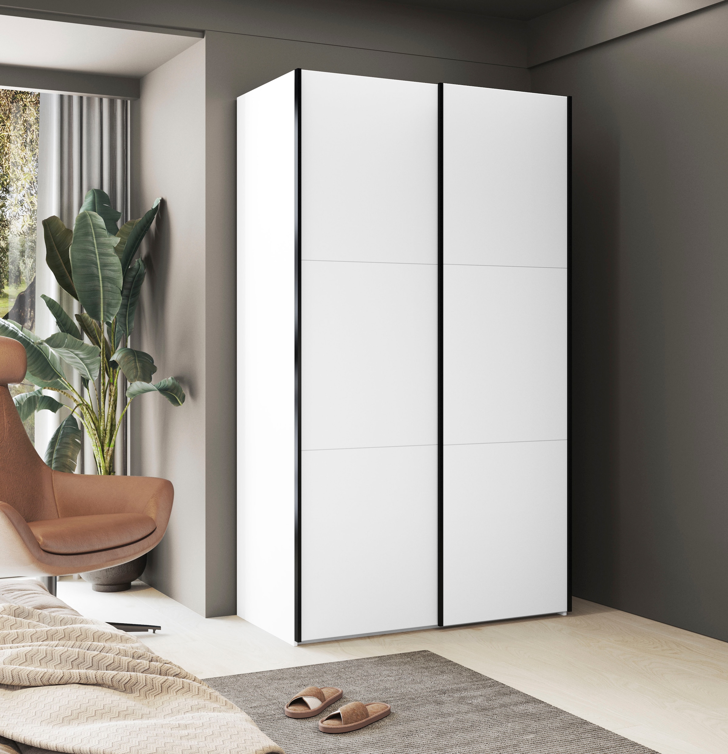 INOSIGN Kleiderschrank »Eastvale, 120x64x210cm, ideal für kleine Räume oder Nischen«, Schrank mit Schwebetüren, FSC-zertifiziert, Metallgriffe