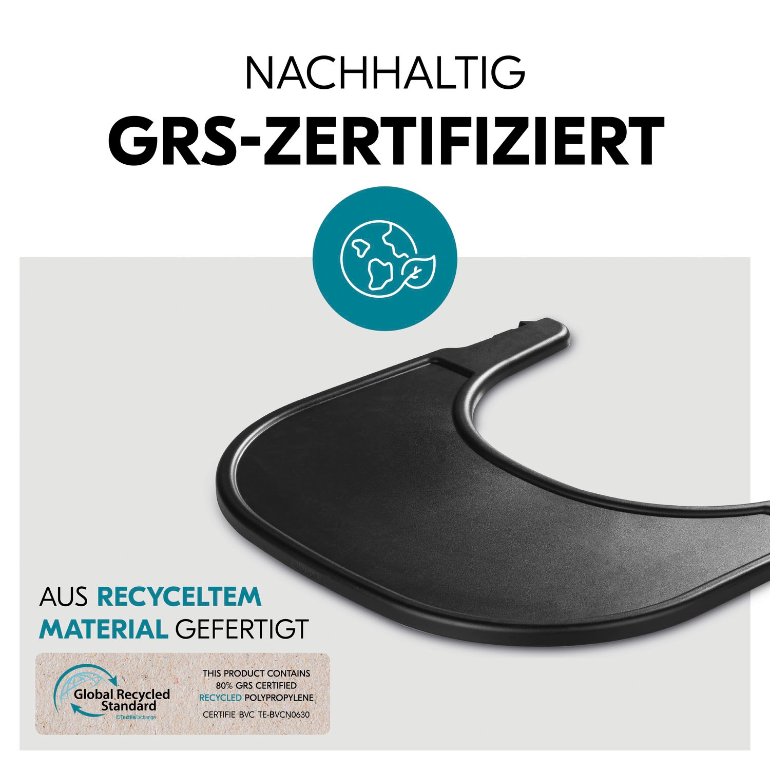 Hauck Hochstuhltablett »Alpha Click Tray, Black«, aus recyceltem Material