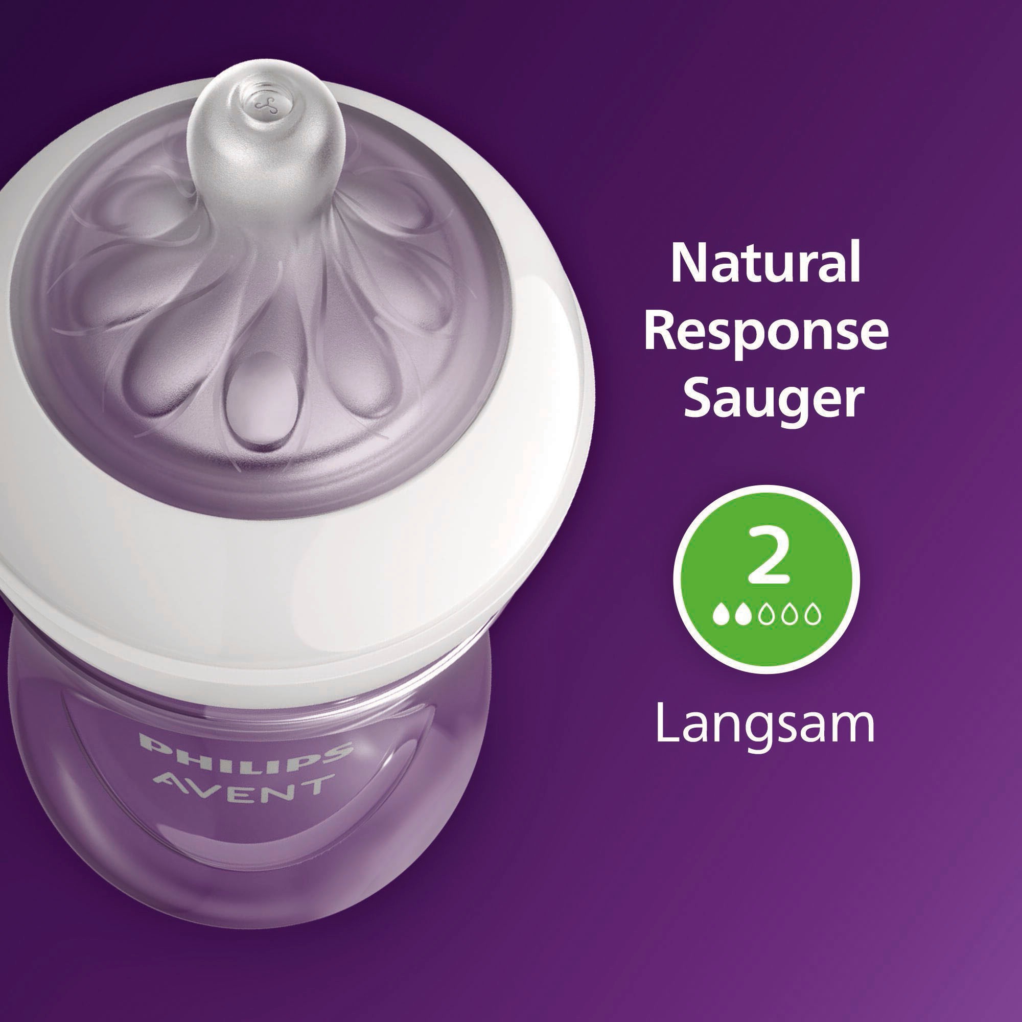 Philips AVENT Babyflasche »Natural Response Babyflasche« 2er-Pack, langsame Durchflussrate